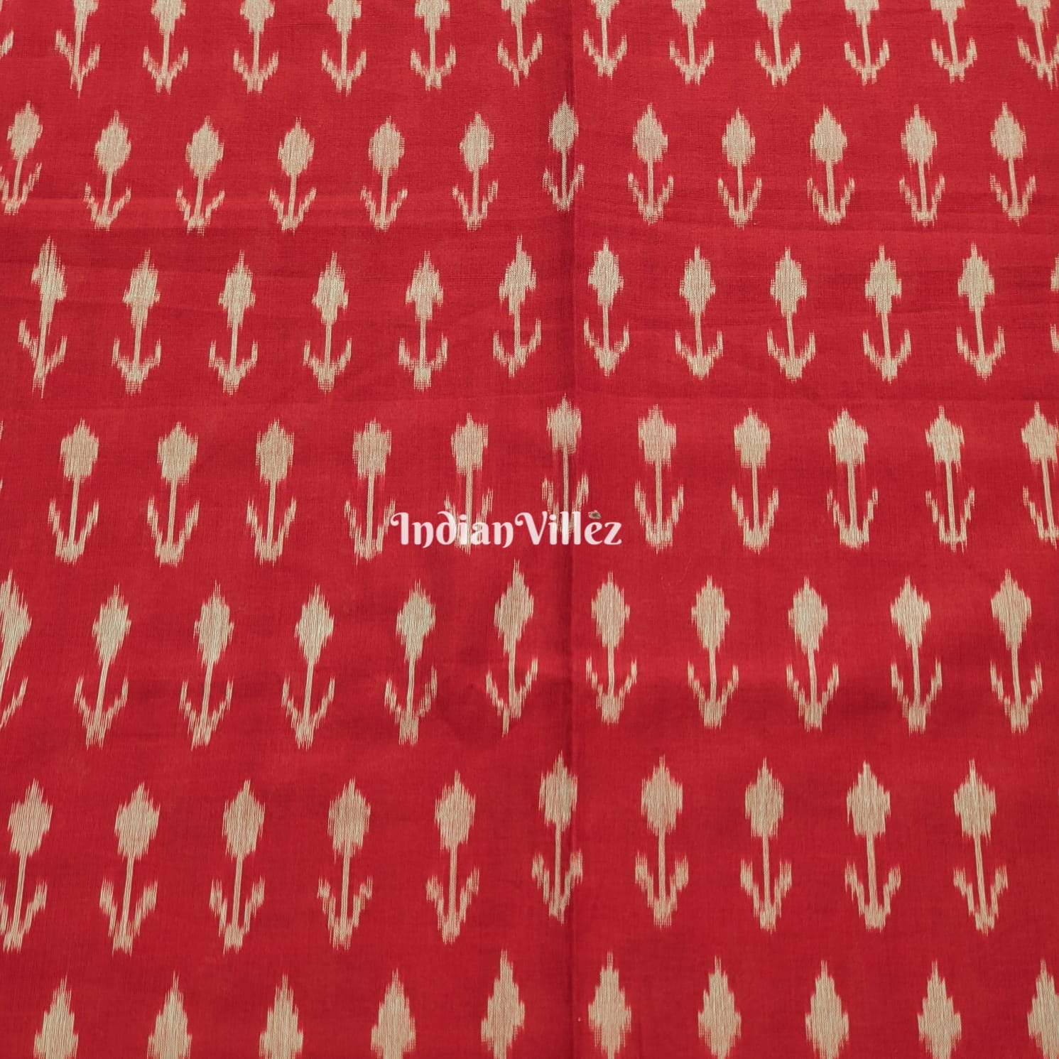 Red Handwoven Pochampally Ikat Cotton Fabric