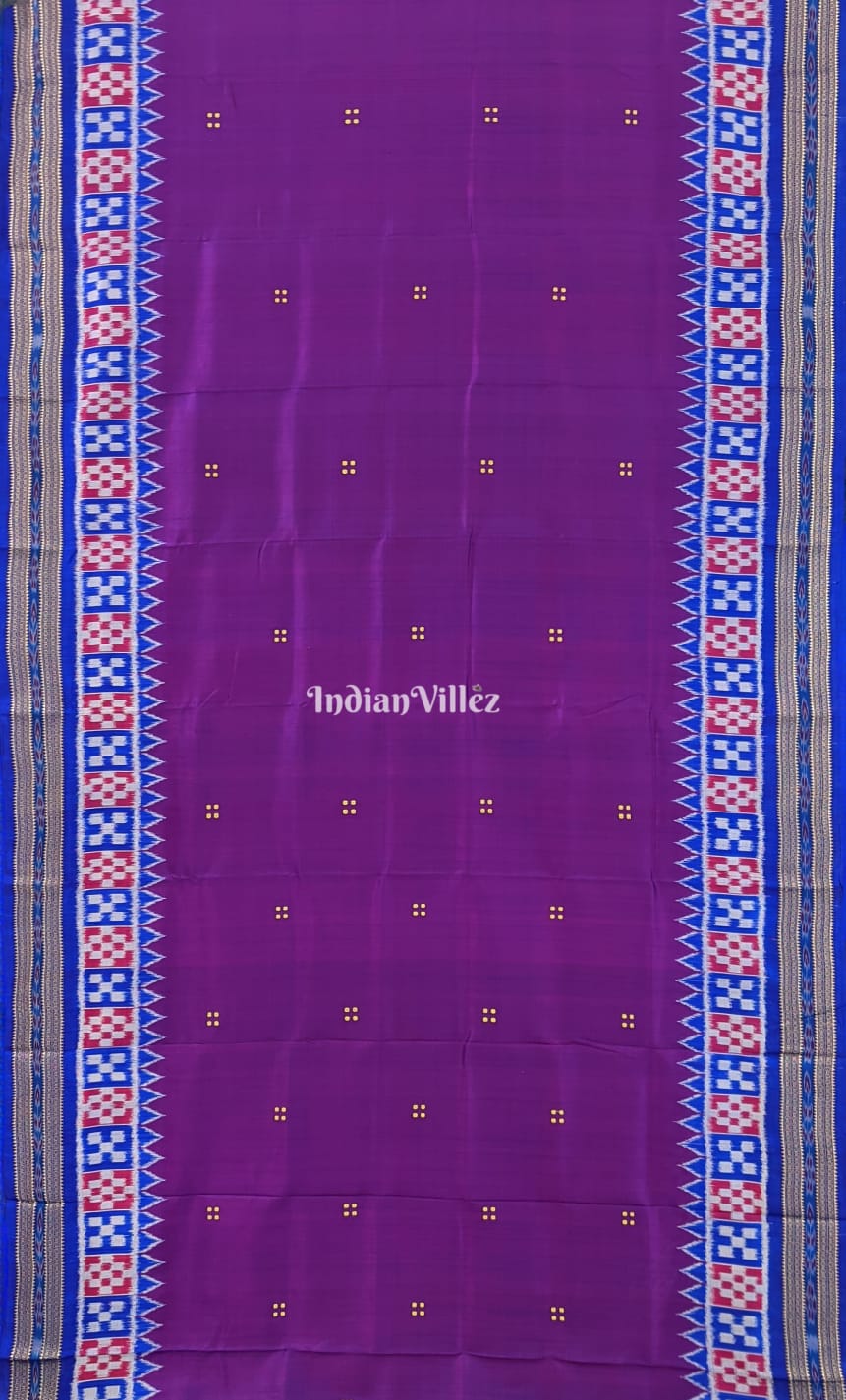 Aubergine Purple Border Pasapali Khandua Silk Saree