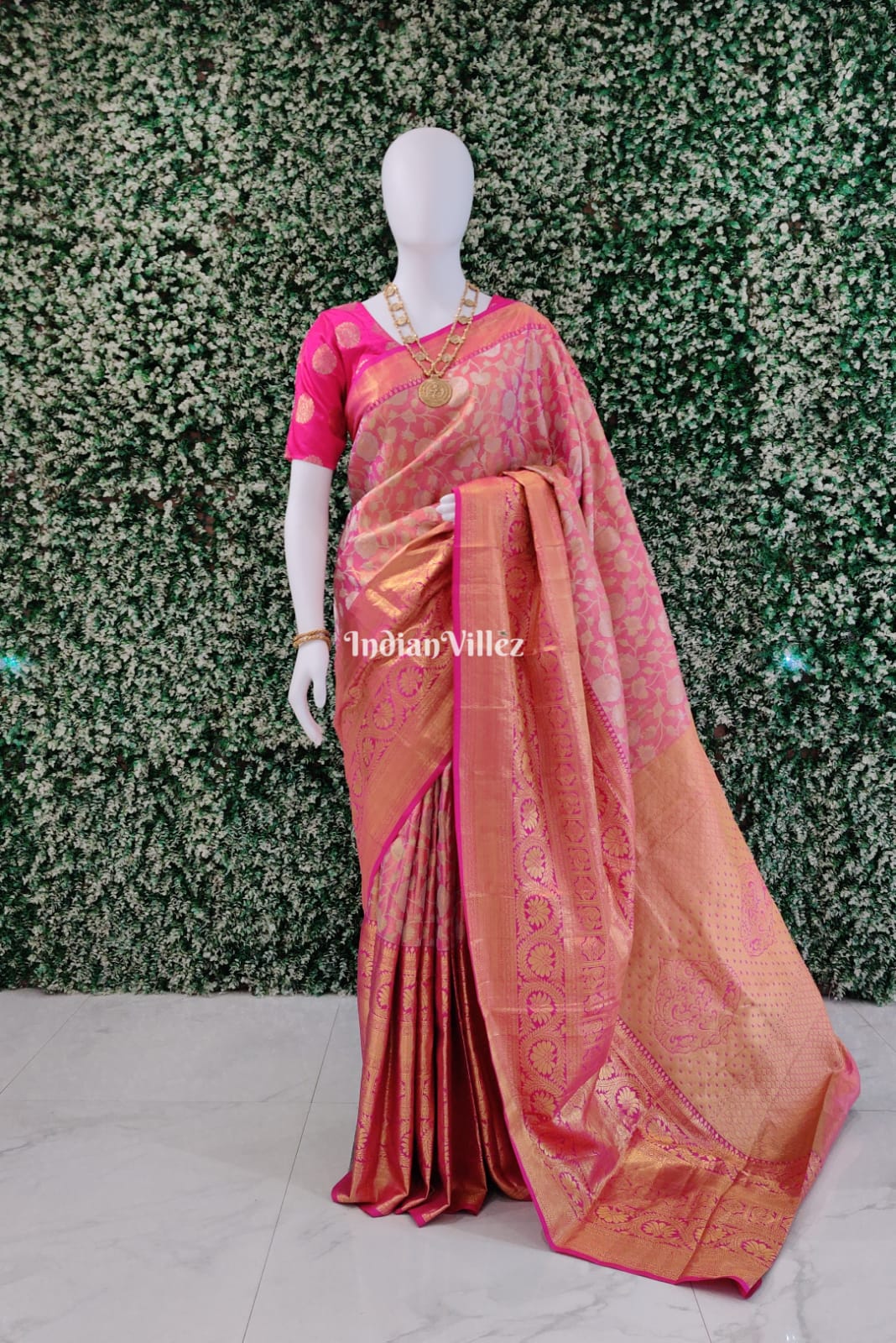 Rani Pink Kanchipuram Tissue Silk Saree
