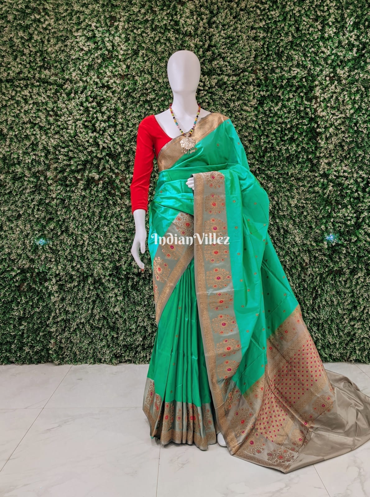 Sea Green Pure Banarasi Katan Silk Saree