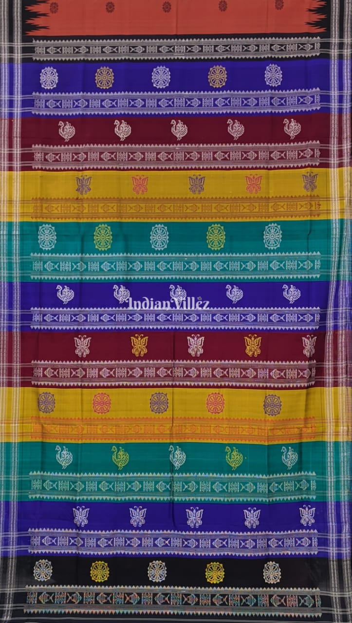 Cinnamon Color Flower Motif Double Pallu Berhampuri Silk Saree