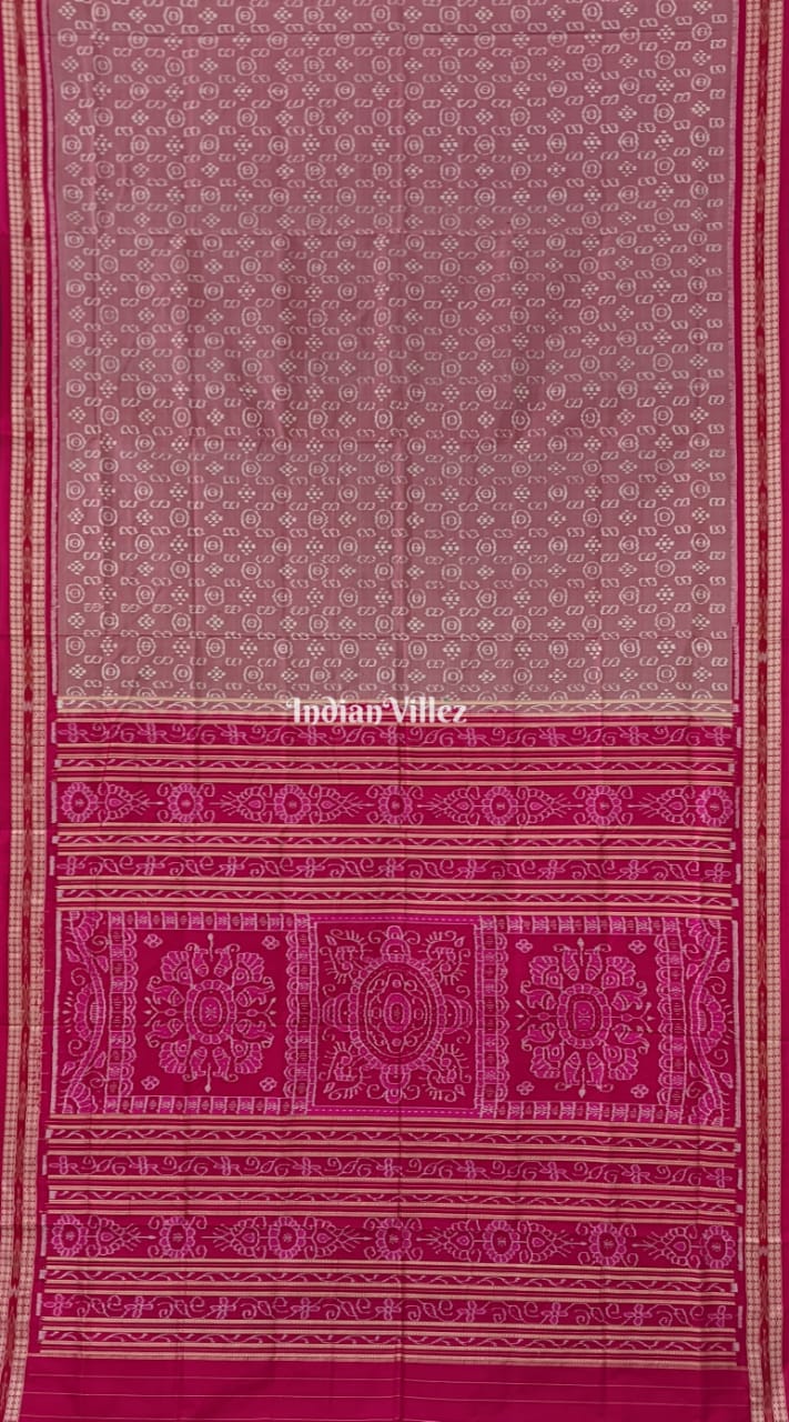 Peach Sambalpuri Ikat Silk Pastel Saree