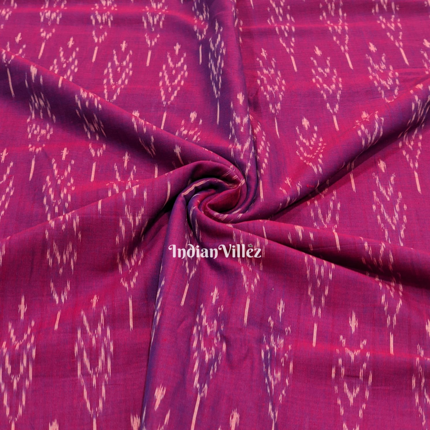 Magenta Ping Handwoven Cotton Pochampally Ikat Fabric