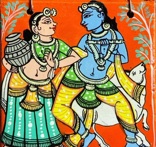 Krishna Leela Pattachitra Hand Painted Necklace