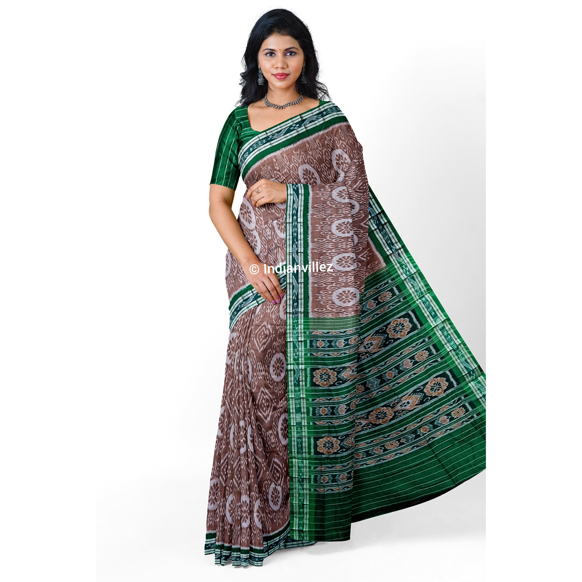 Peanut Green Odisha Handloom Sambalpuri Cotton Saree