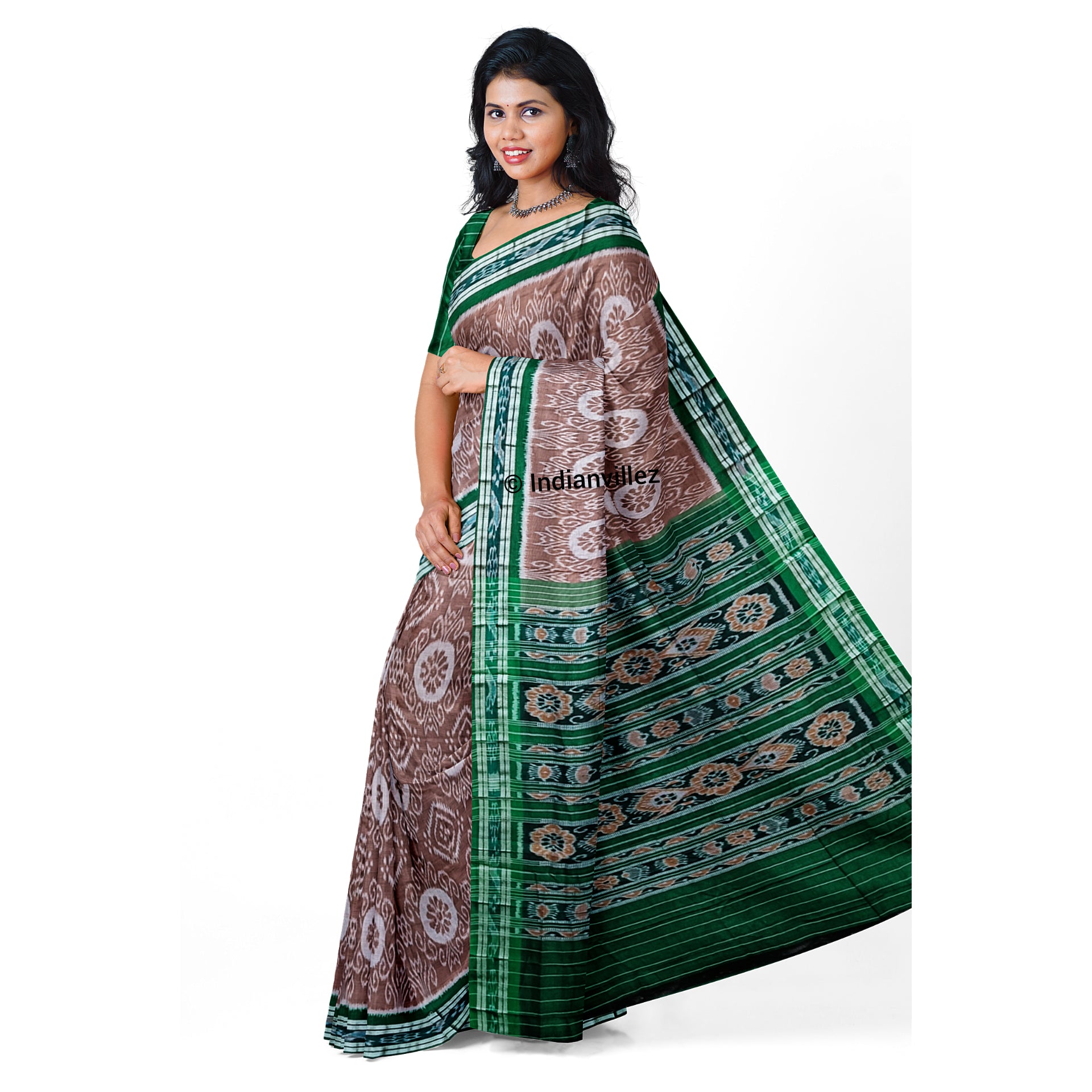 Peanut Green Odisha Handloom Sambalpuri Cotton Saree
