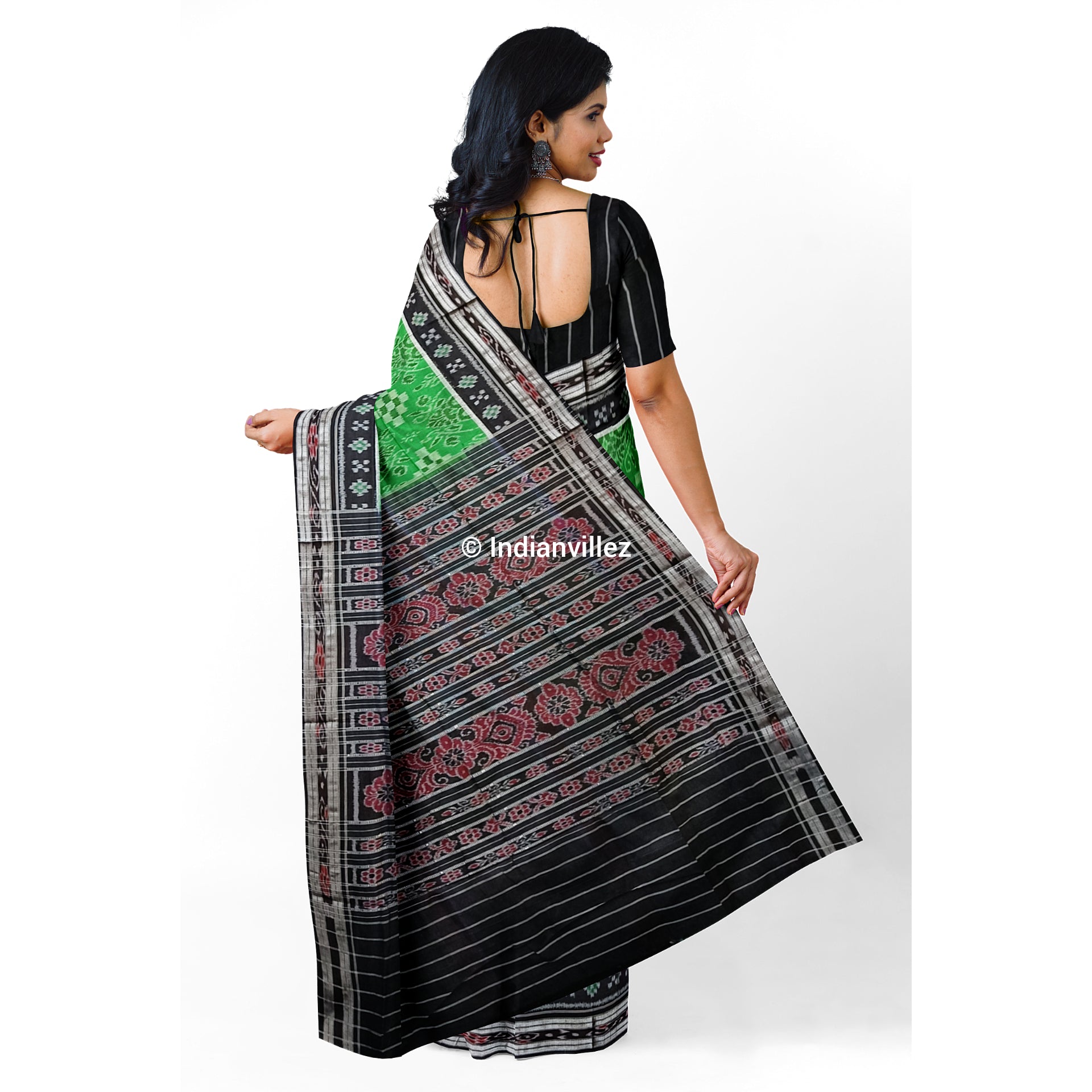 Green Black Odisha Handloom Sambalpuri Cotton Saree
