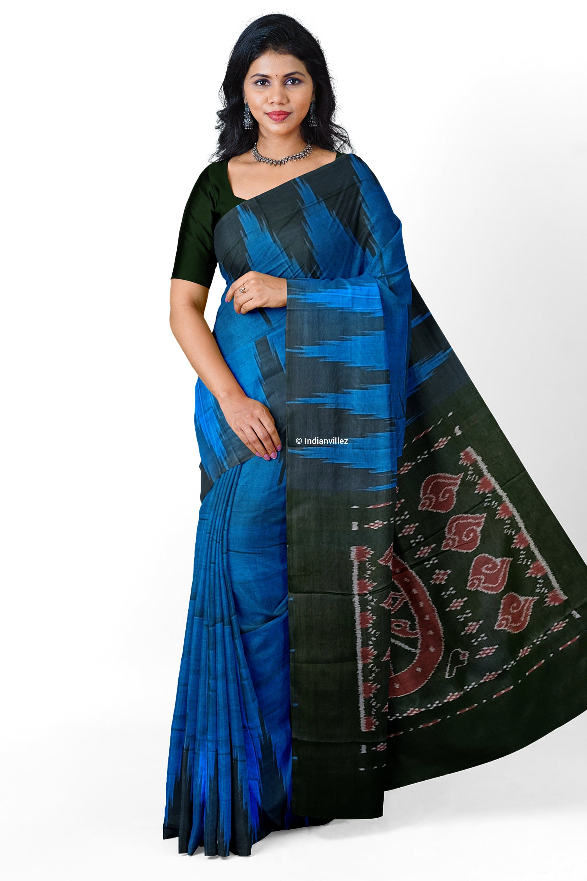 Blue Kargil Kumbha Odisha Handloom Cotton Saree