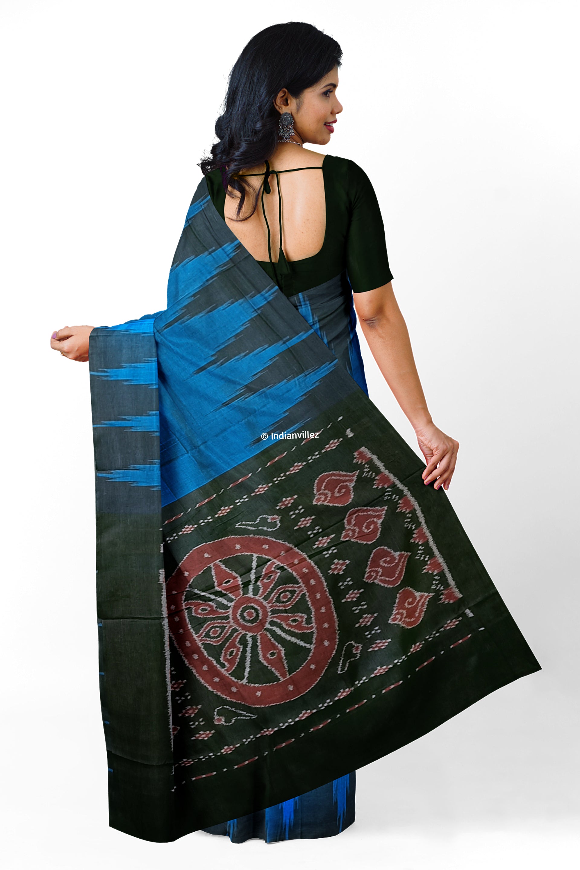 Blue Kargil Kumbha Odisha Handloom Cotton Saree