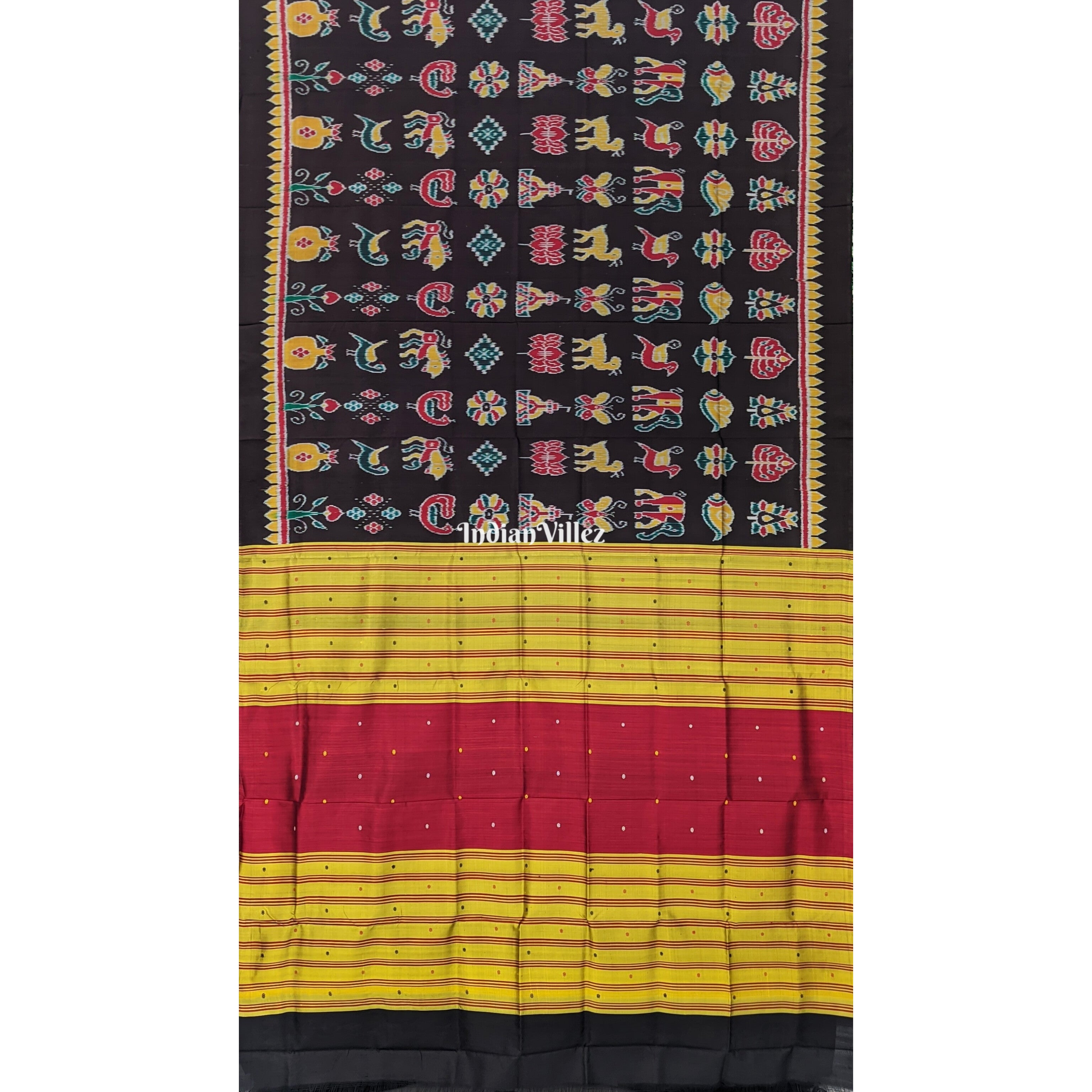Black Contemporary Handloom Nabakothi Silk Saree