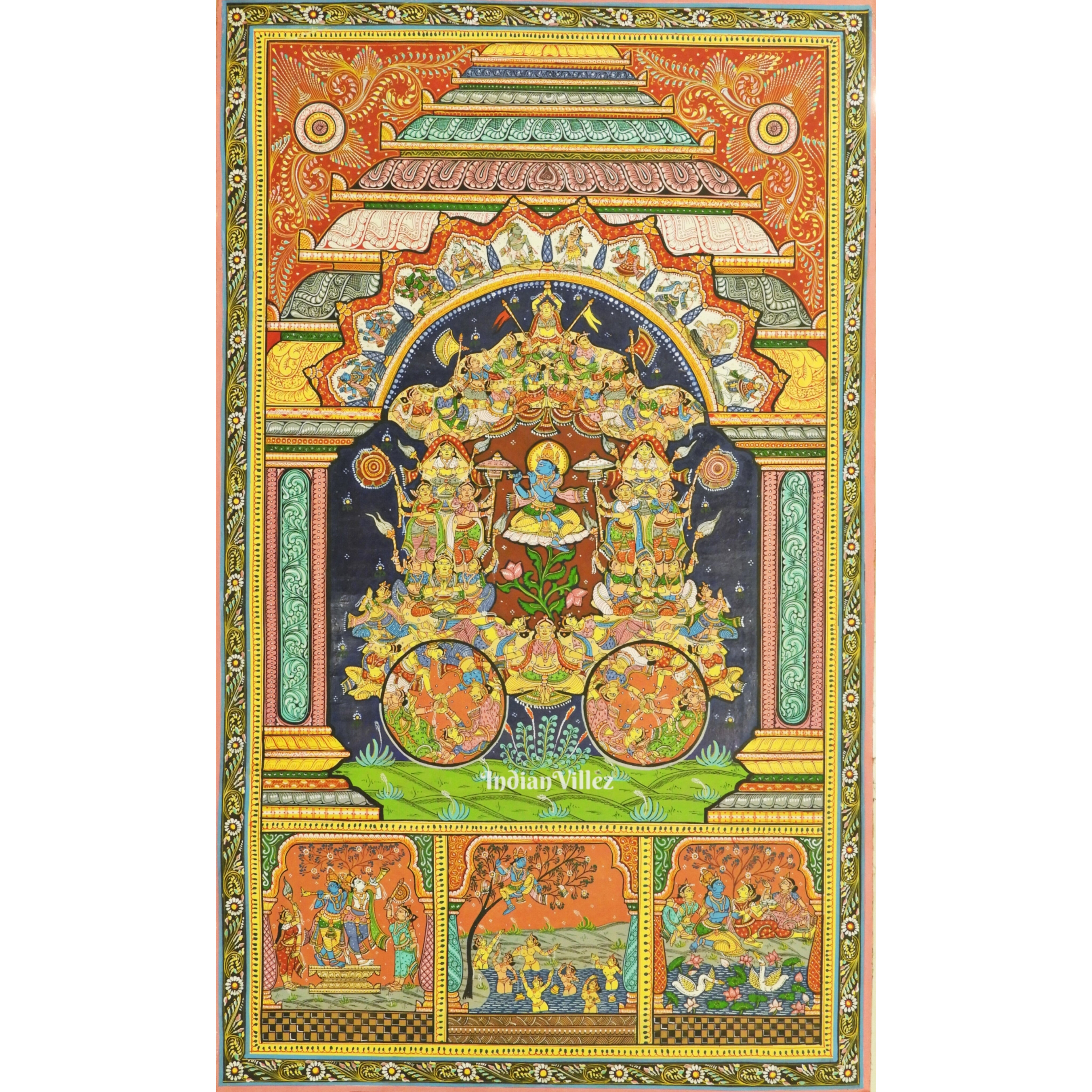 Radha Krishna Ratha Pattachitra Painting For Home Wall Art Decor
