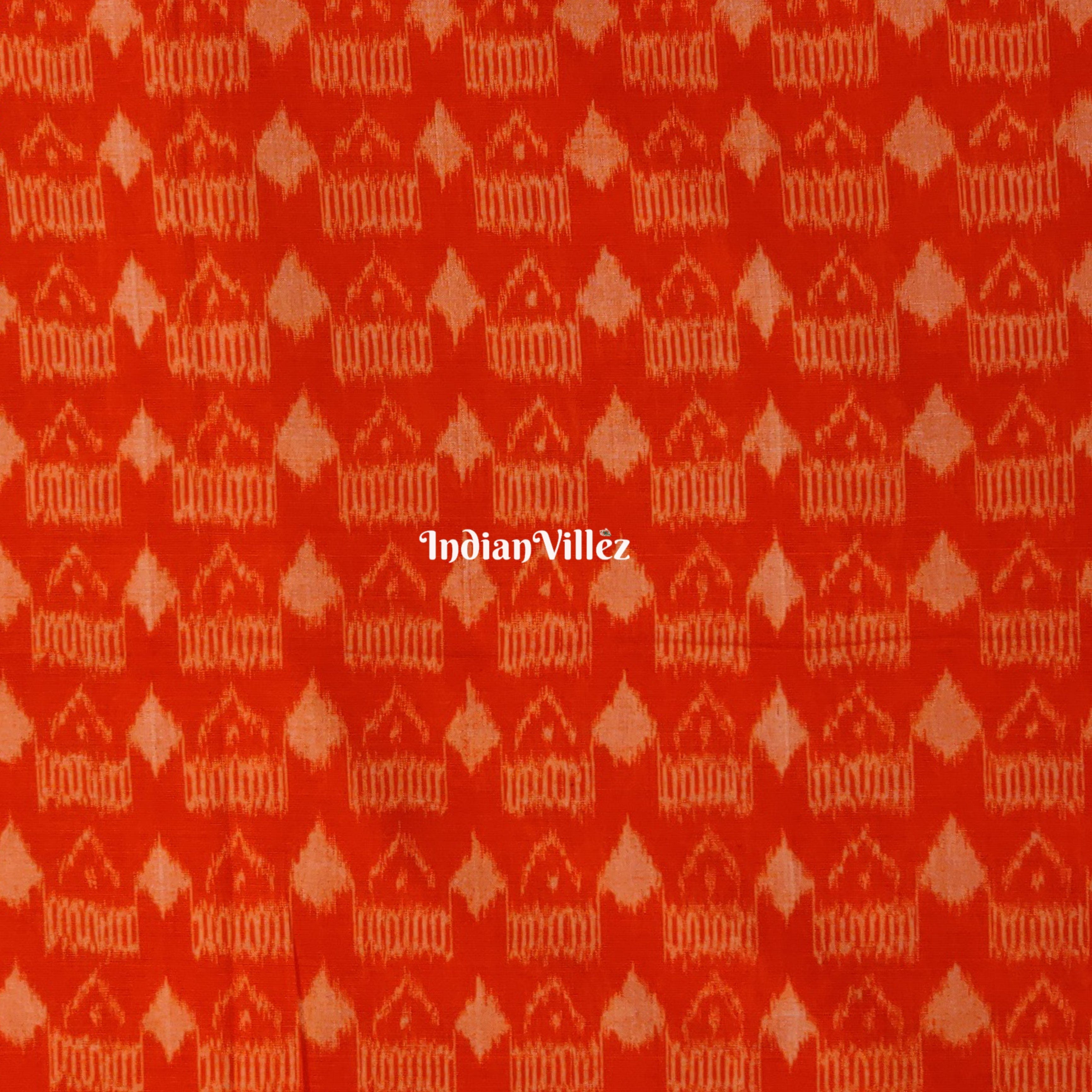 Orange Tribal Odisha Handloom Cotton Ikat Fabric