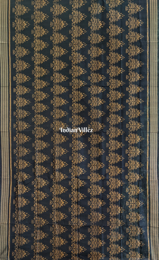 Black Odisha Handloom Sambalpuri Ikat Natural Dyed Silk Saree