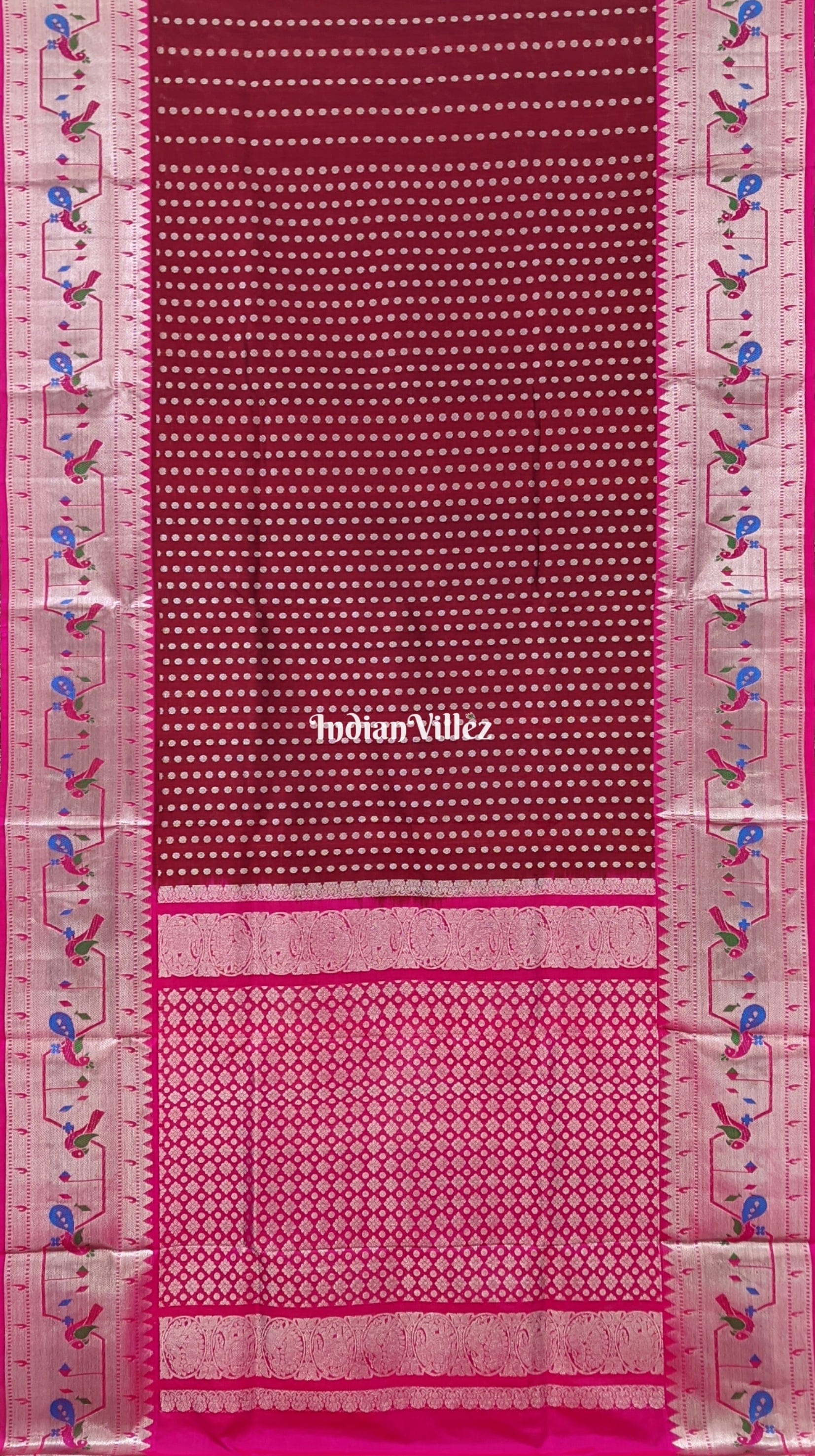 Maroon & Pink Venkatagiri Pattu Saree