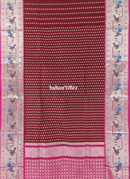 Maroon & Pink Venkatagiri Pattu Saree