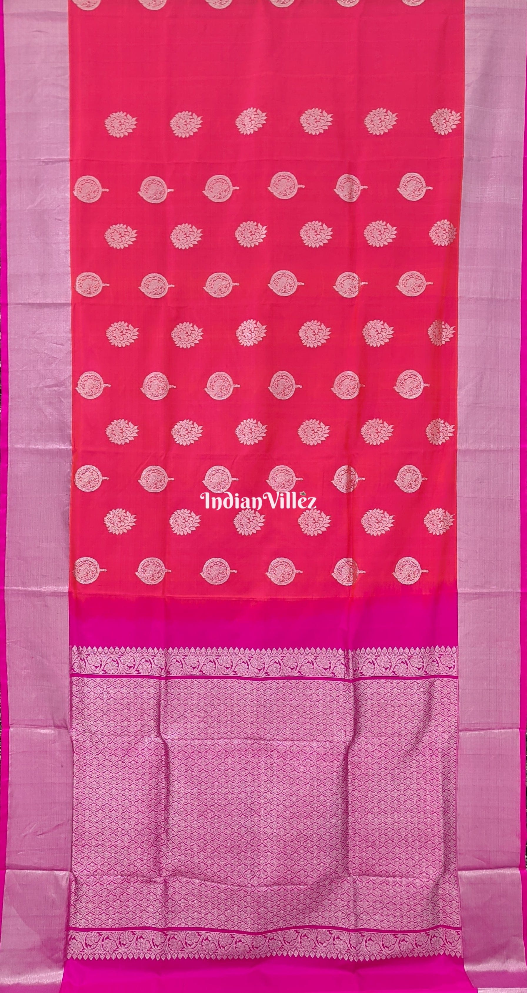 Carrot Pink Venkatagiri Silk Pattu Saree