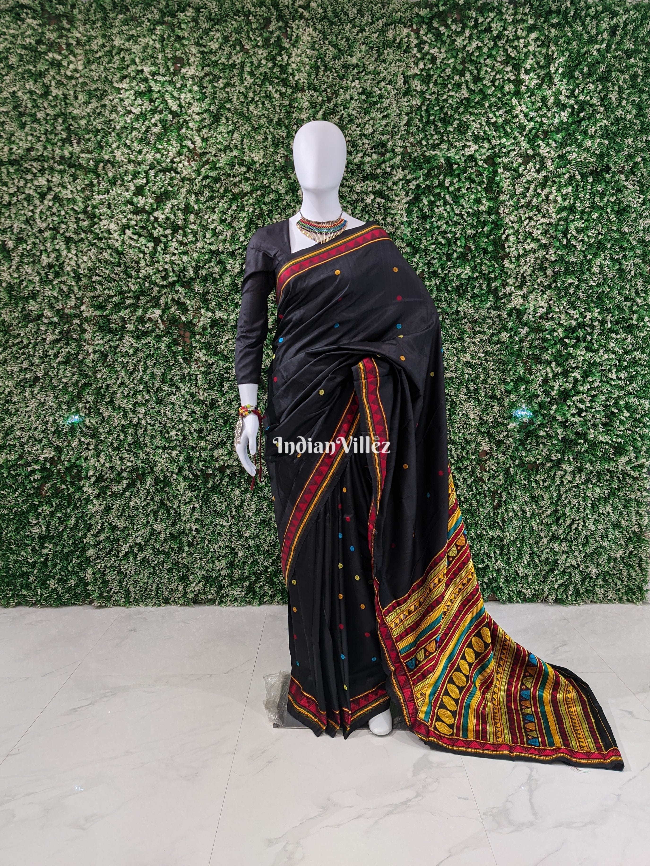Black Dongria Odisha Handloom Silk Saree