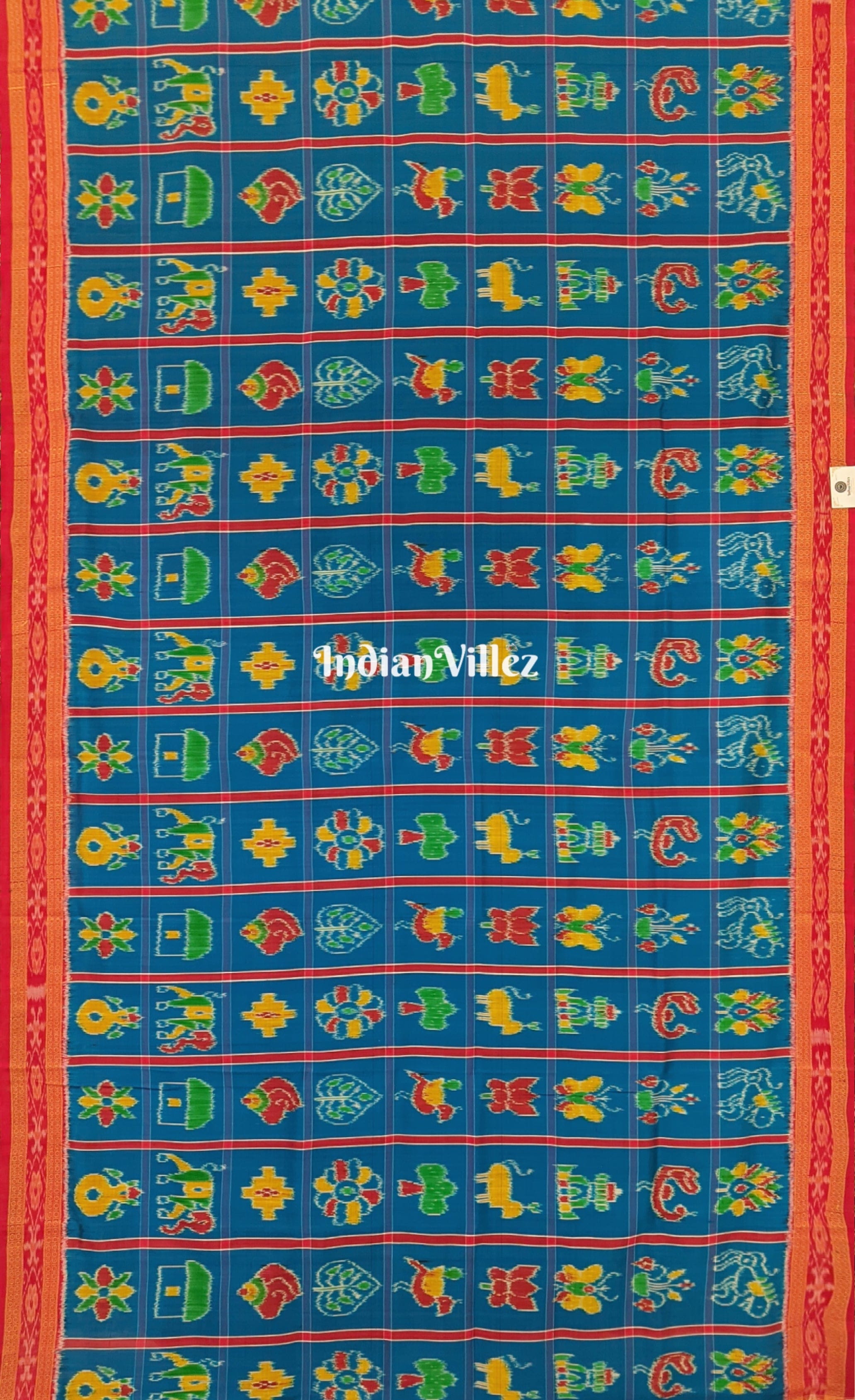 Azure Blue Nabakothi Khandua Silk Patta Saree