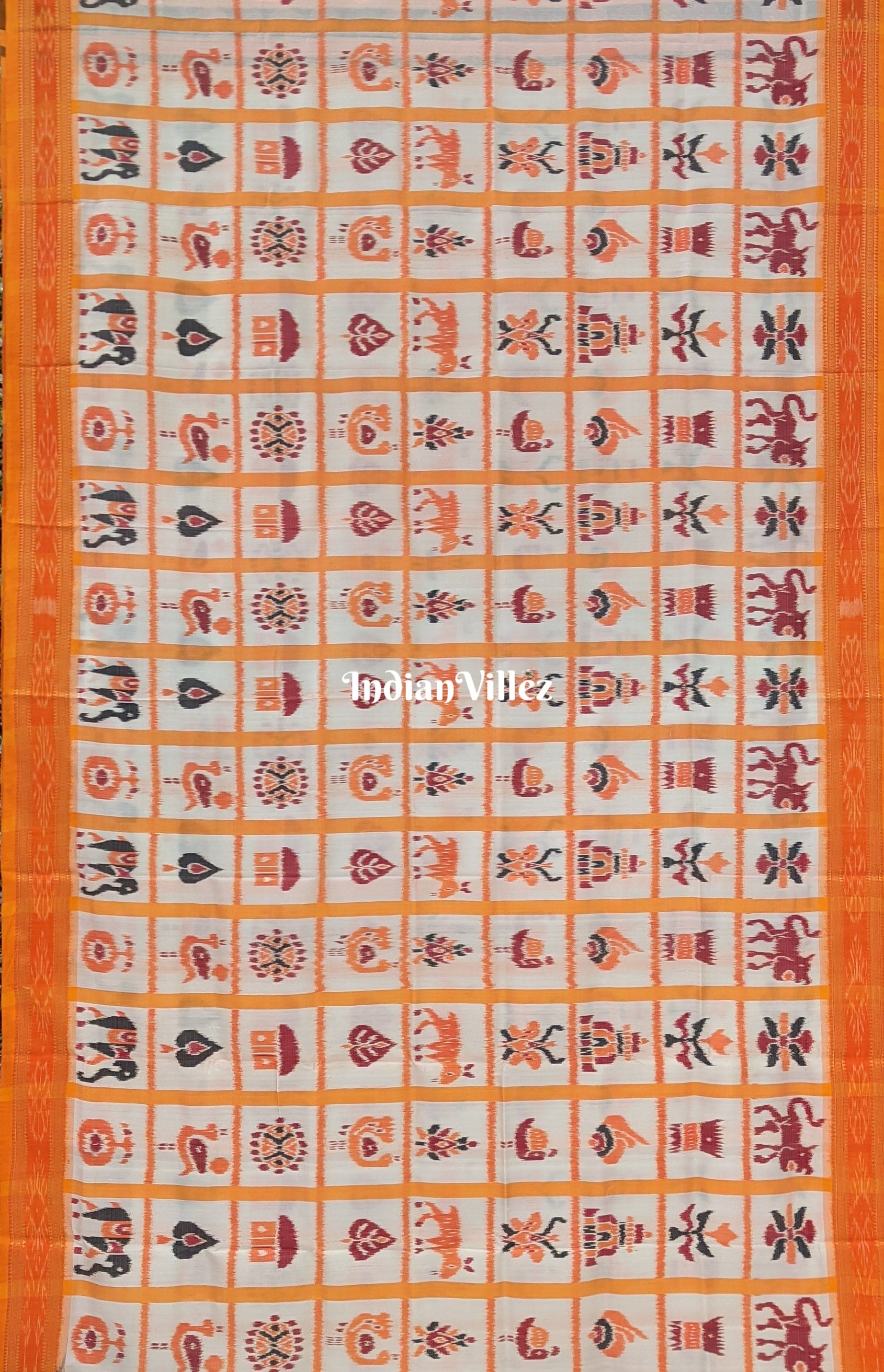 Off-White Nabakothi Khandua Silk Pata Saree