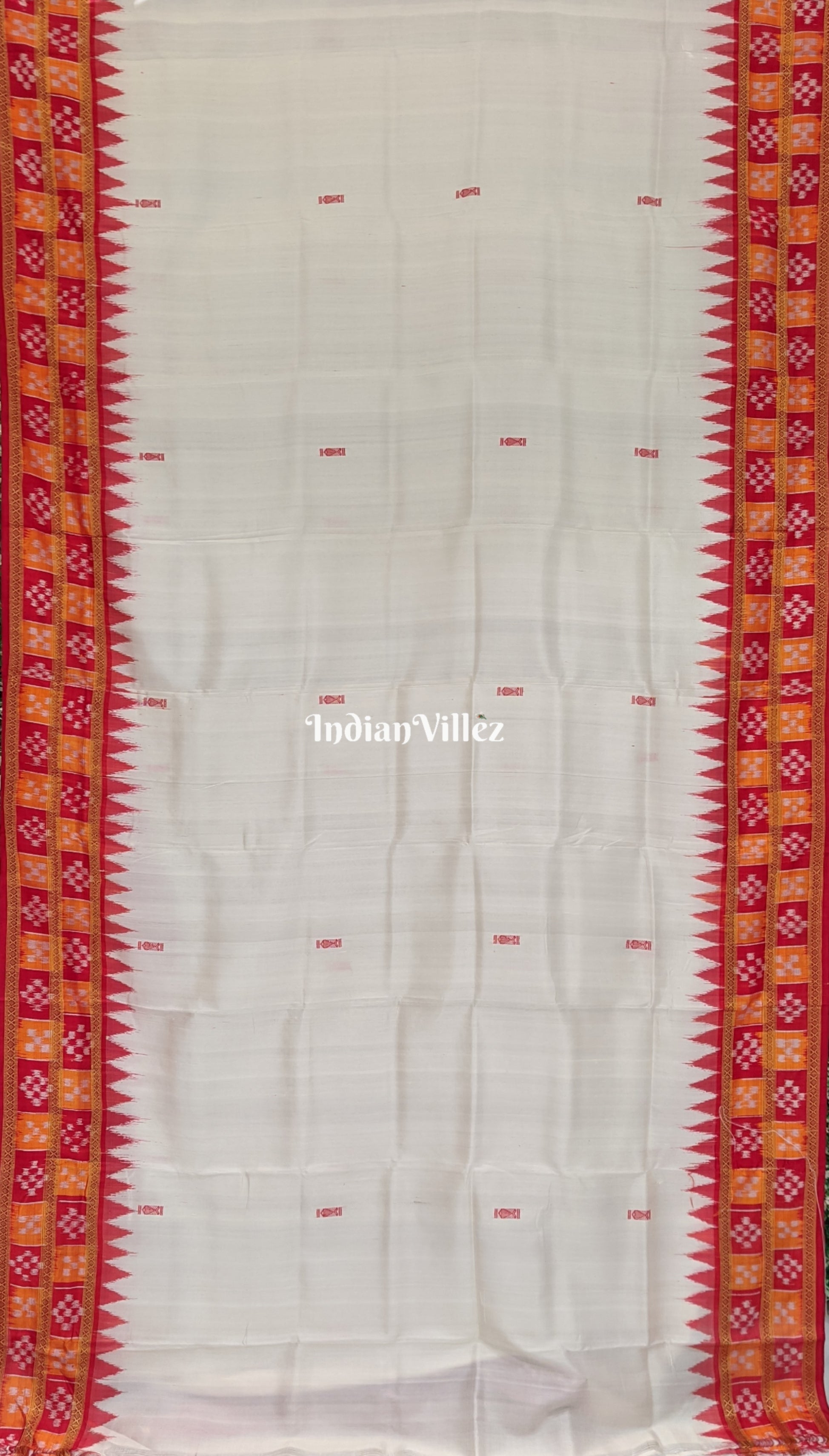 White Border Pasapali Khandua Odisha Handloom Silk Saree