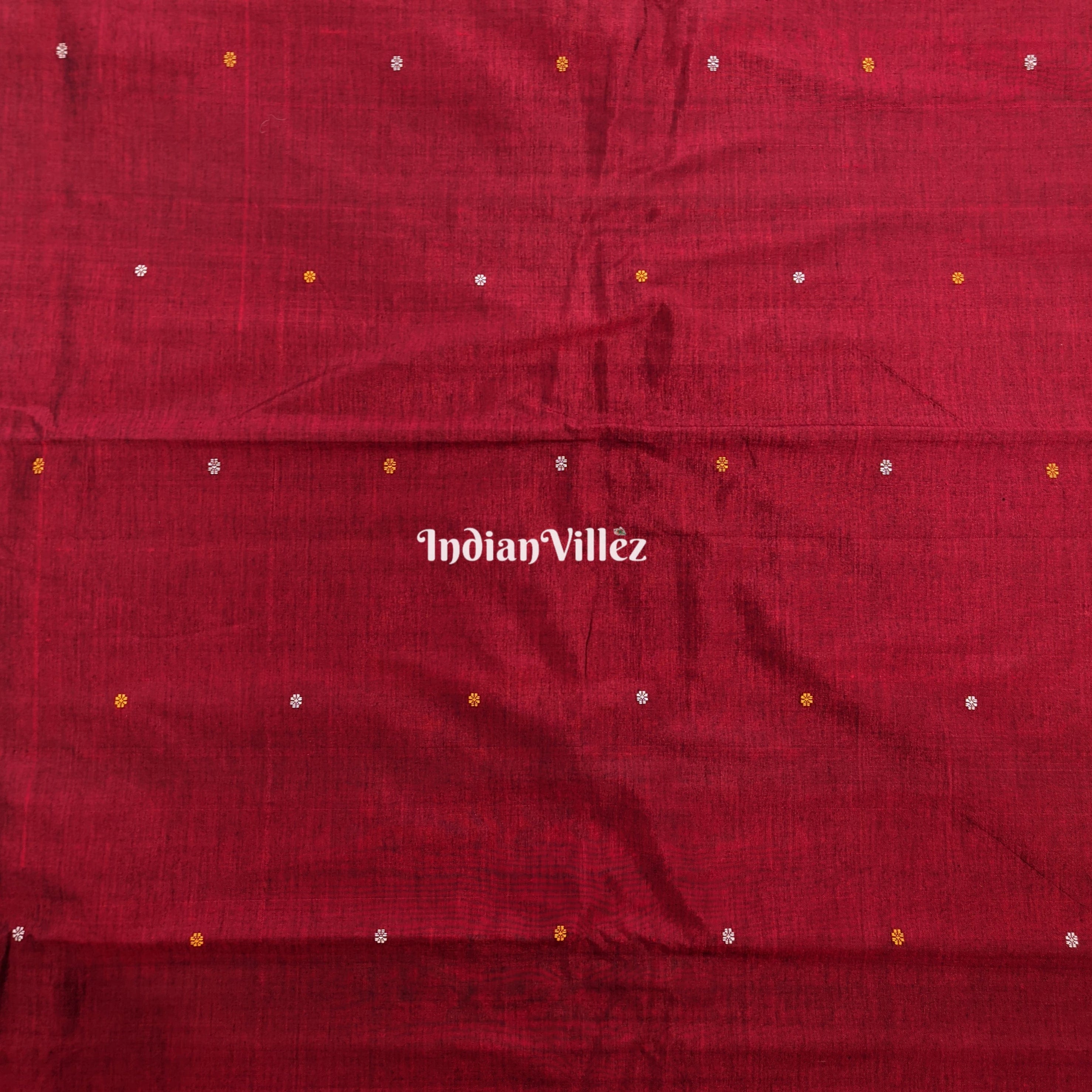 Maroon Bomkai Silk & Cotton Handloom Fabric