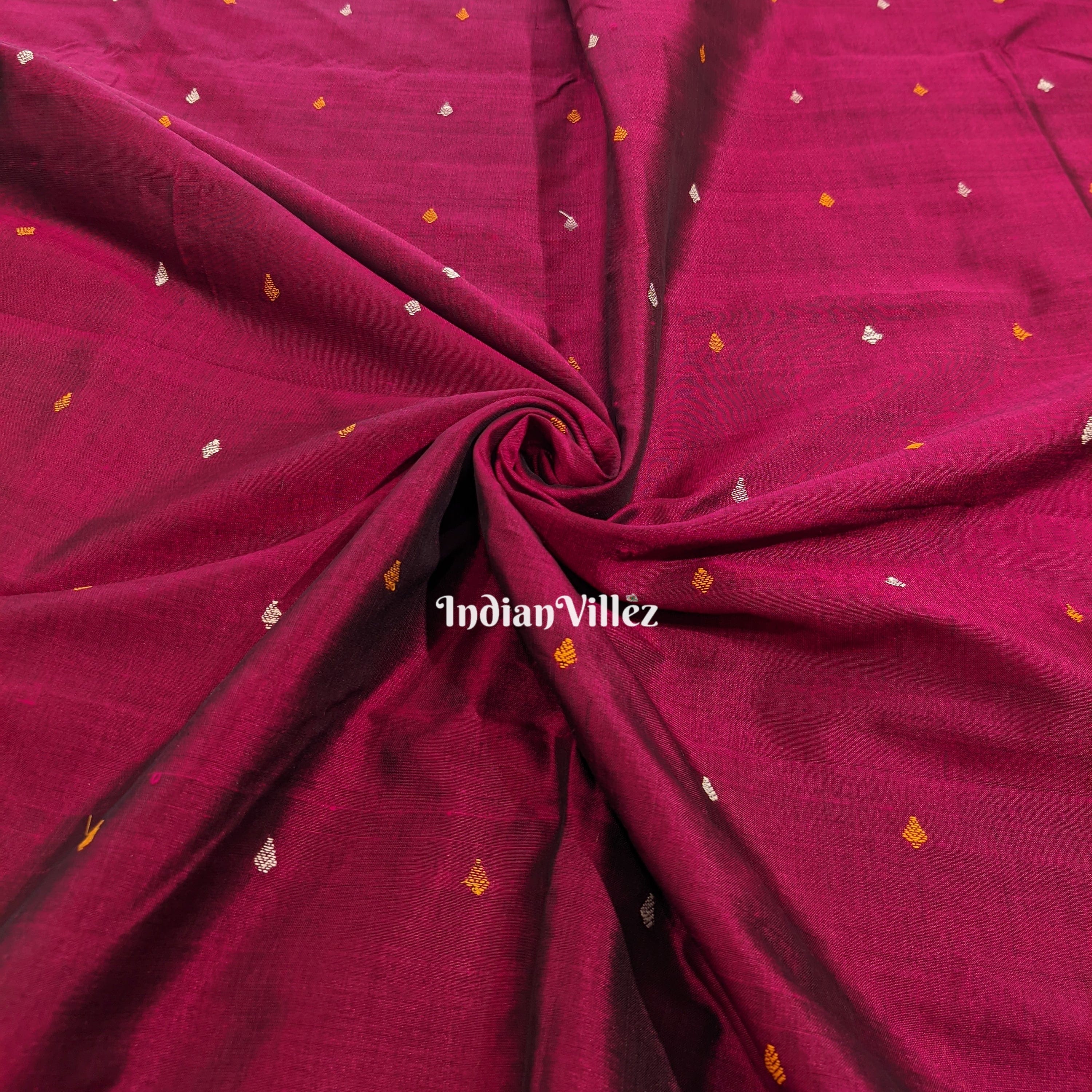 Magenta Odisha Handloom Silk*Cotton kat Fabric