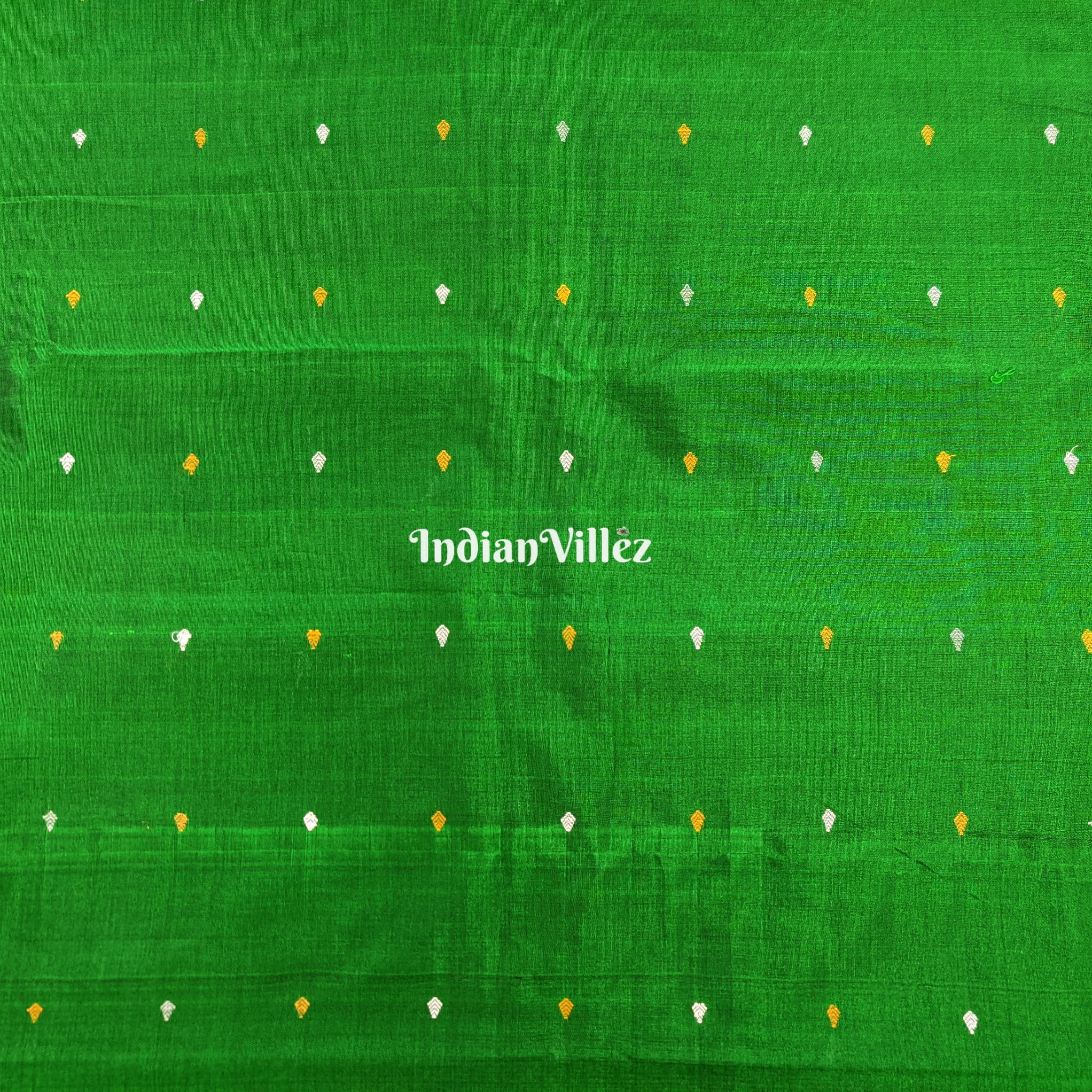 Light Green Odisha Handloom Bomkai Ikat Silk Cotton Fabric