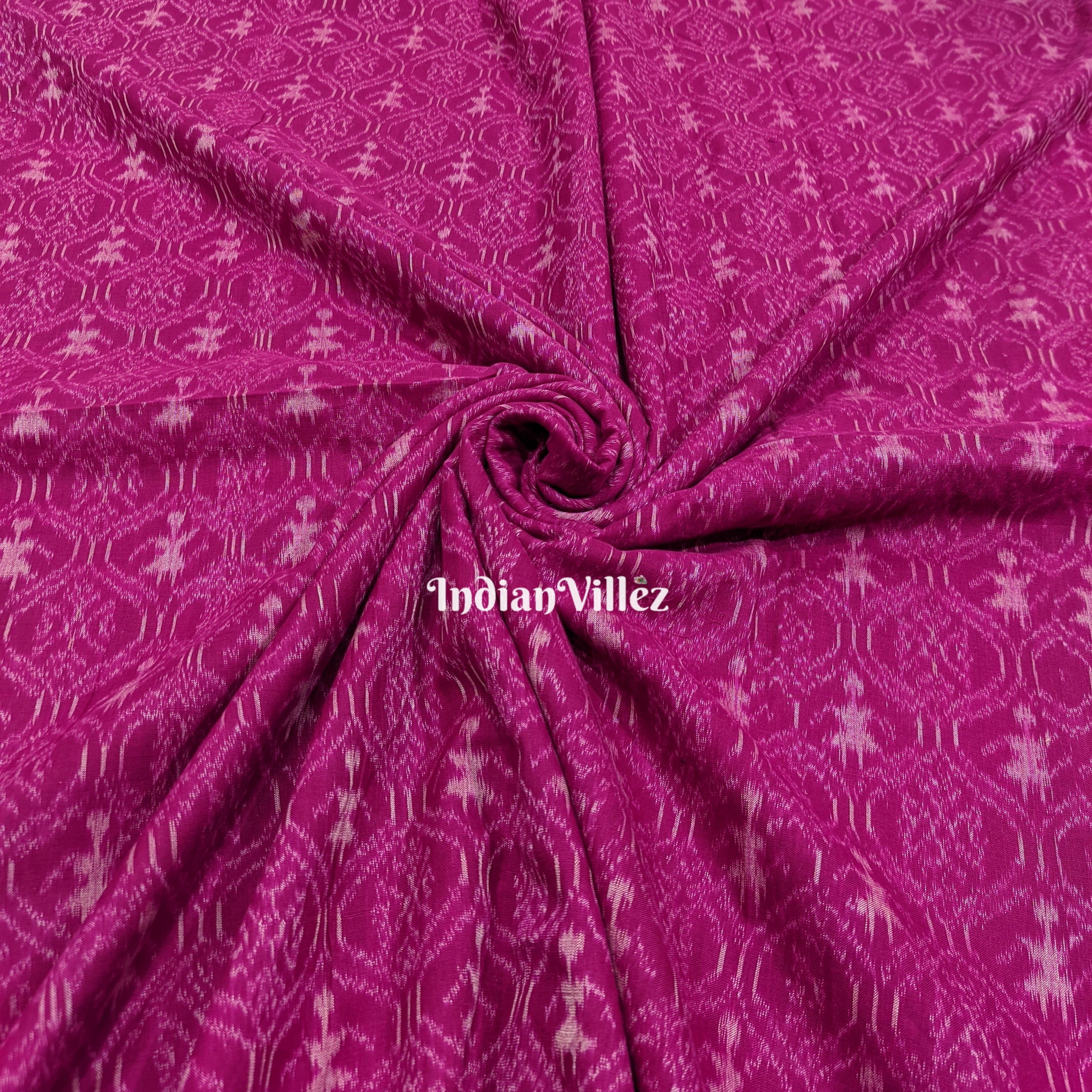 Purple Tribal Theme Odisha Handloom Cotton Ikat Fabric