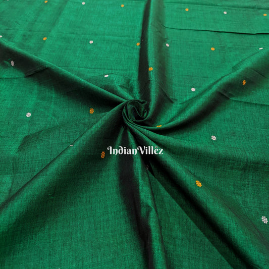 Green Bomkai Silk*Cotton Handloom Fabric