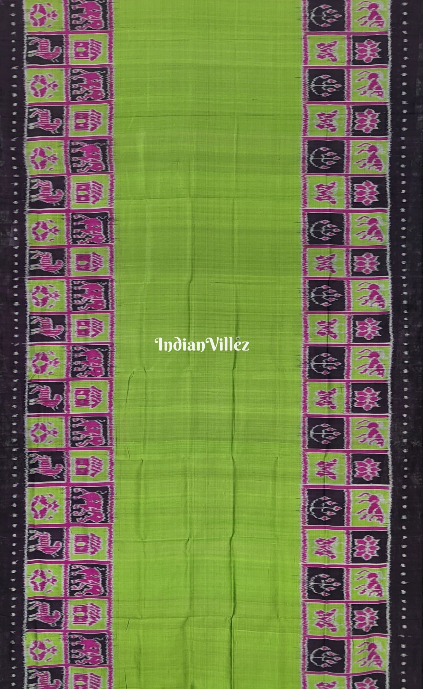 Parrot Green Contemporary Border Nabakothi Silk Saree