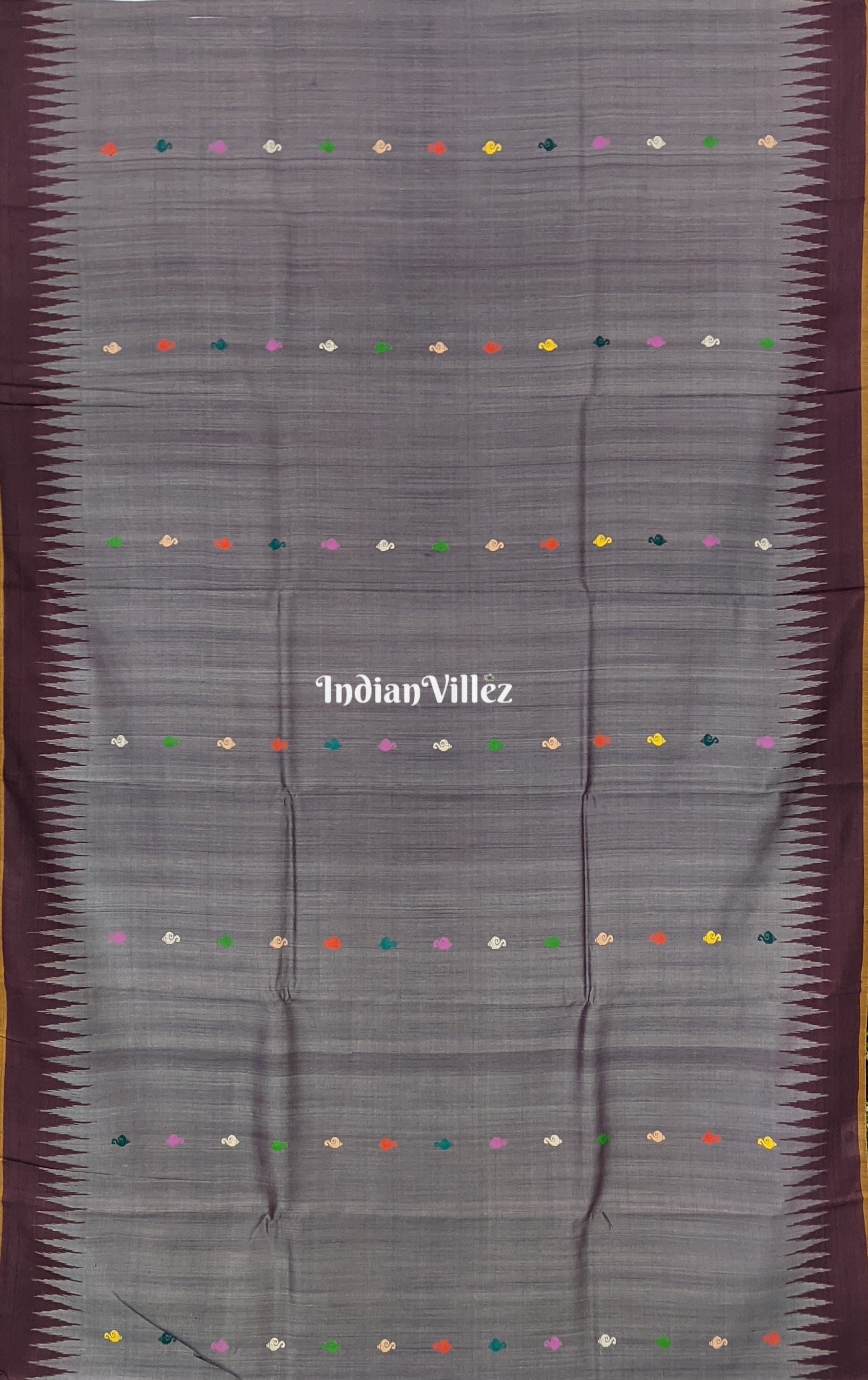 Light Gray Buddha Theme Gopalpur Tussar Silk Saree