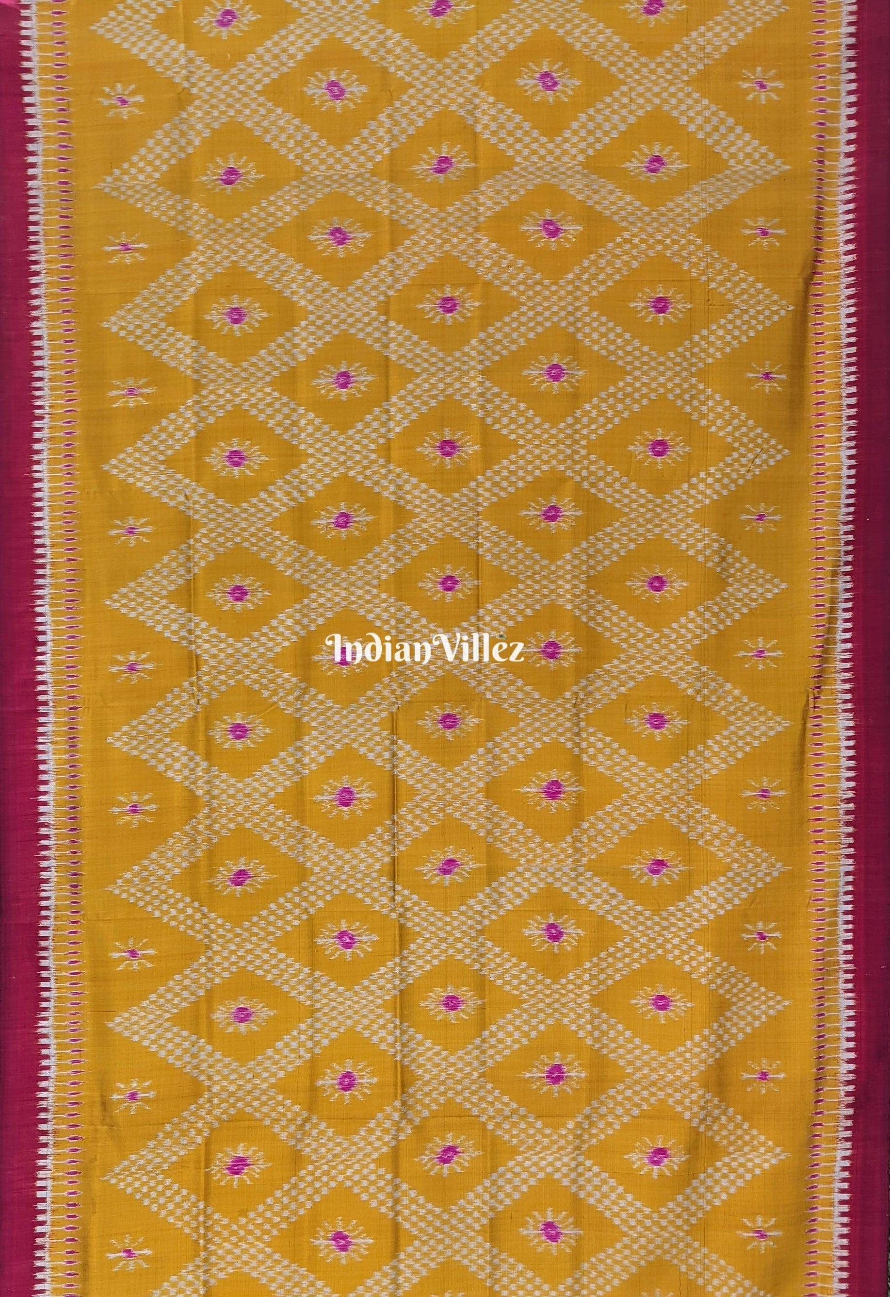 Mustord Yellow Tarabali Odisha Handloom Silk Saree