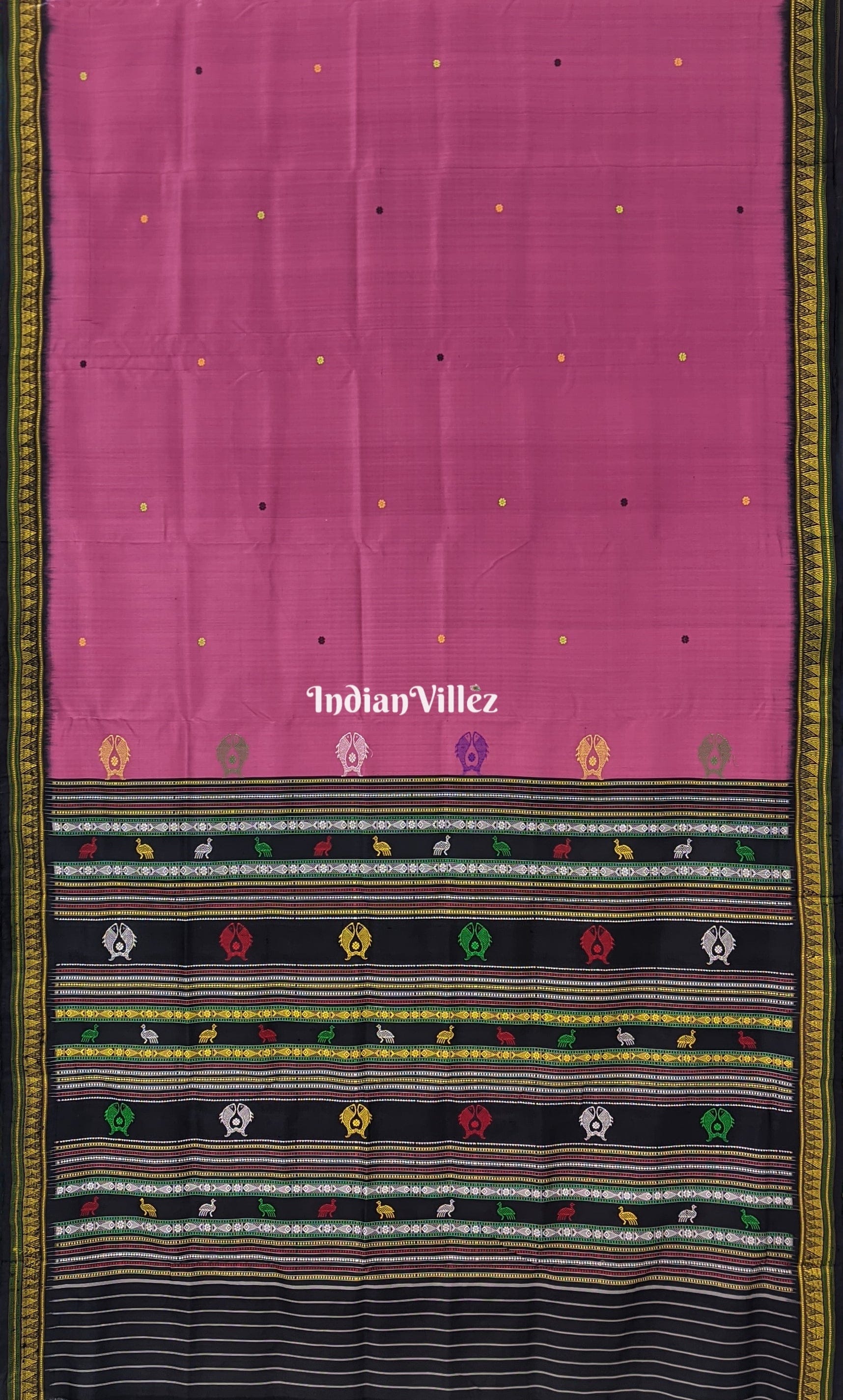 Onion Color Dongria Border Gopalpur Tussar Silk Saree