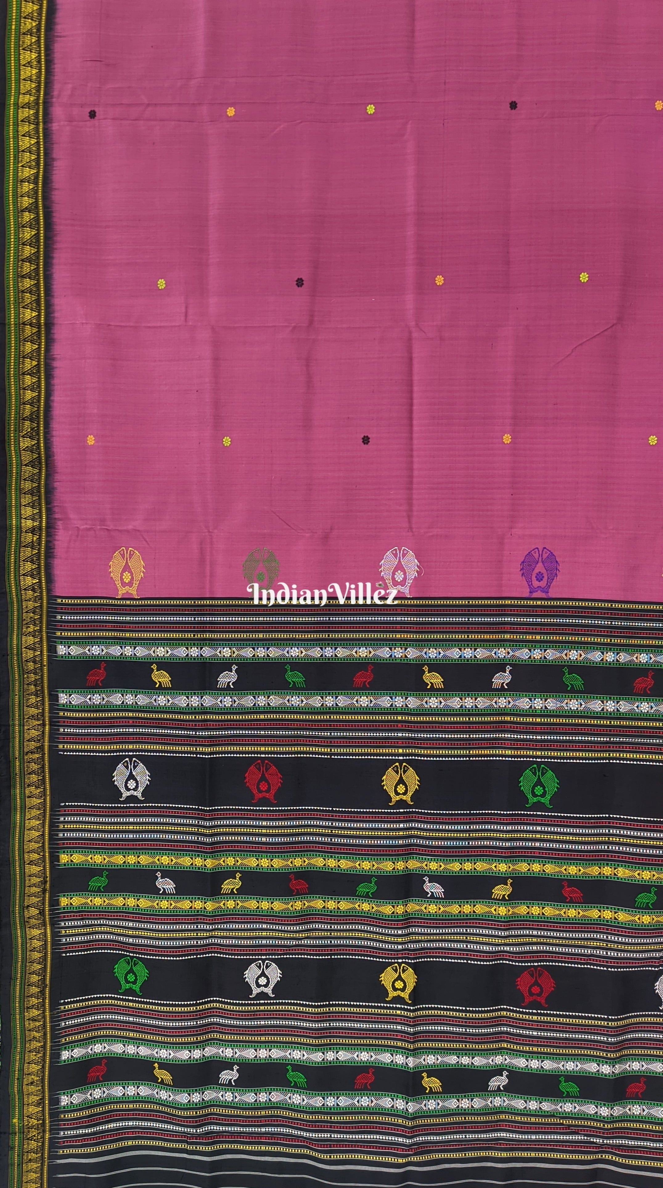 Onion Color Dongria Border Gopalpur Tussar Silk Saree