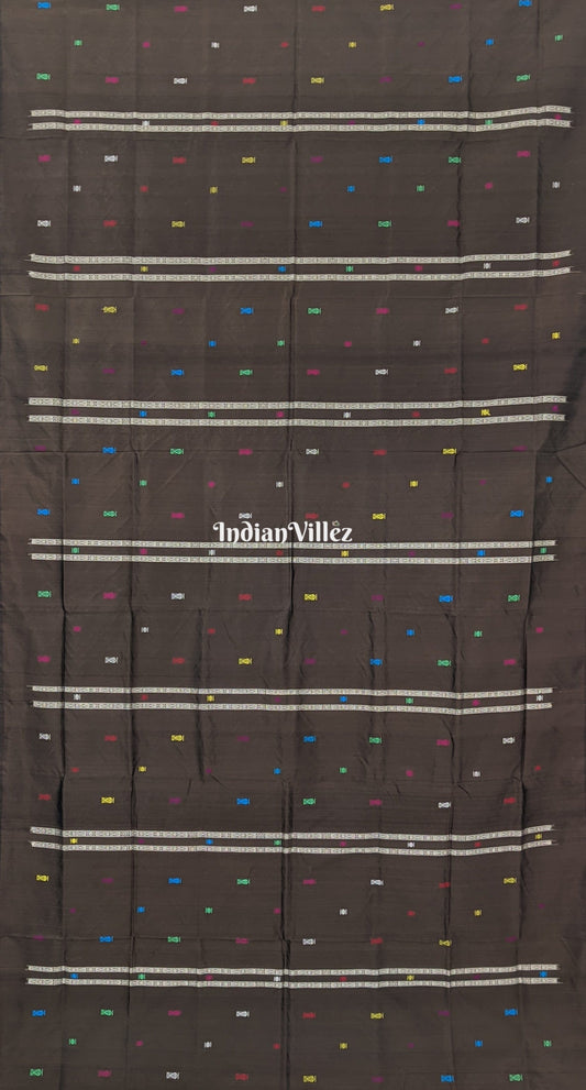 Black Habaspuri Inspired Fish Motif Sambalpuri Bomkai Silk Saree