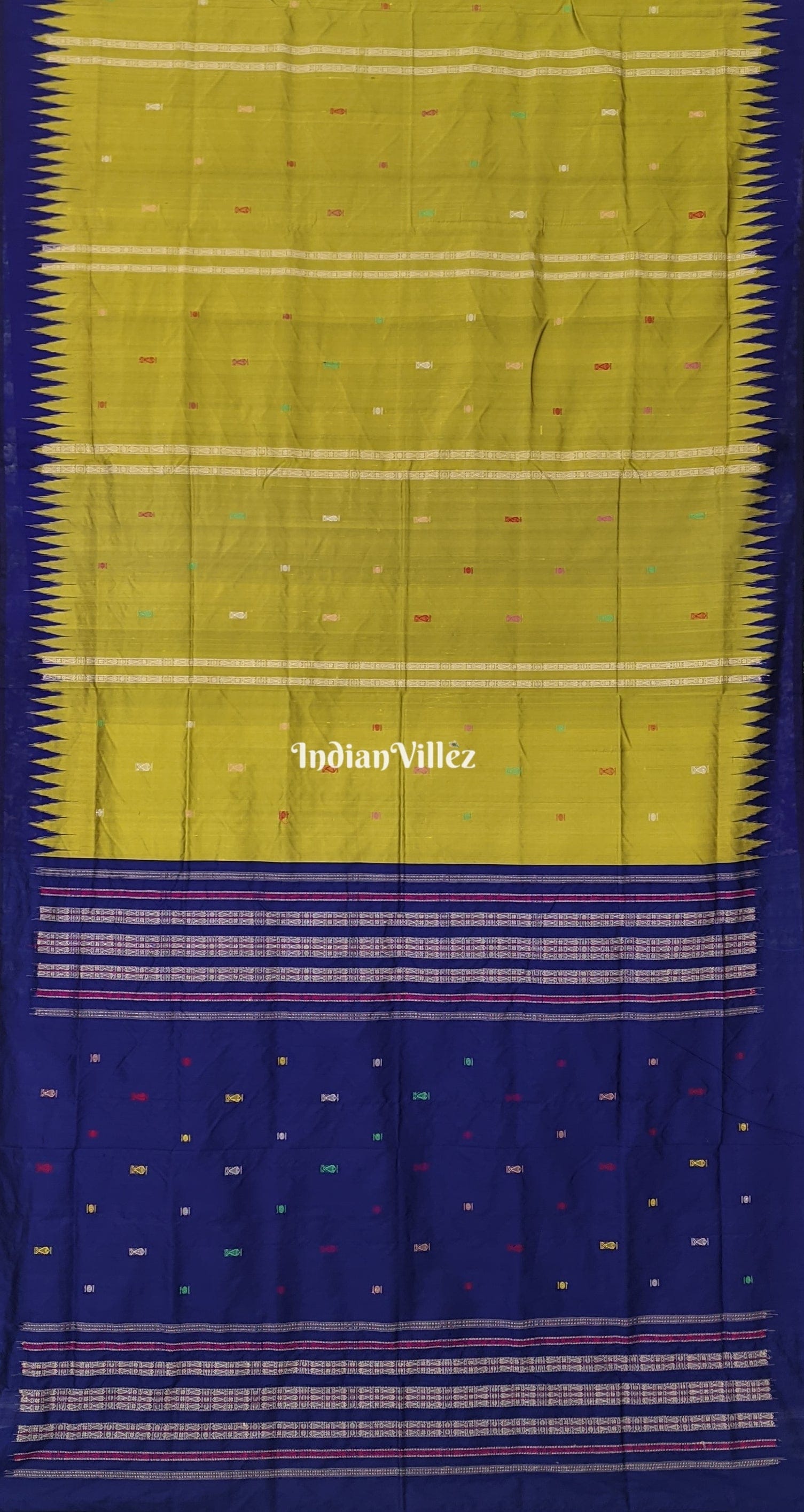 Light Green Habaspuri Inspired Fish Motif Sambalpuri Bomkai Silk Saree