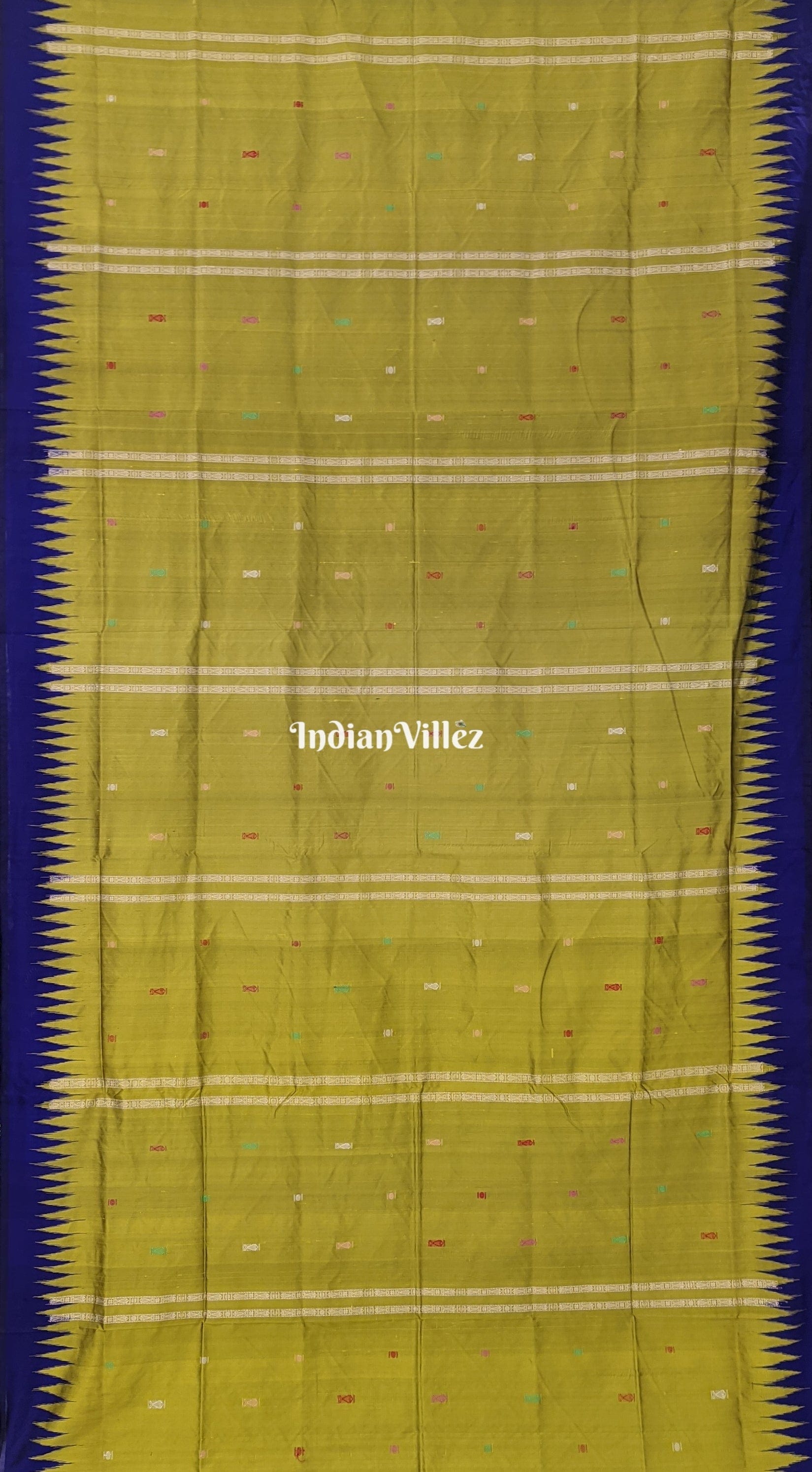 Light Green Habaspuri Inspired Fish Motif Sambalpuri Bomkai Silk Saree