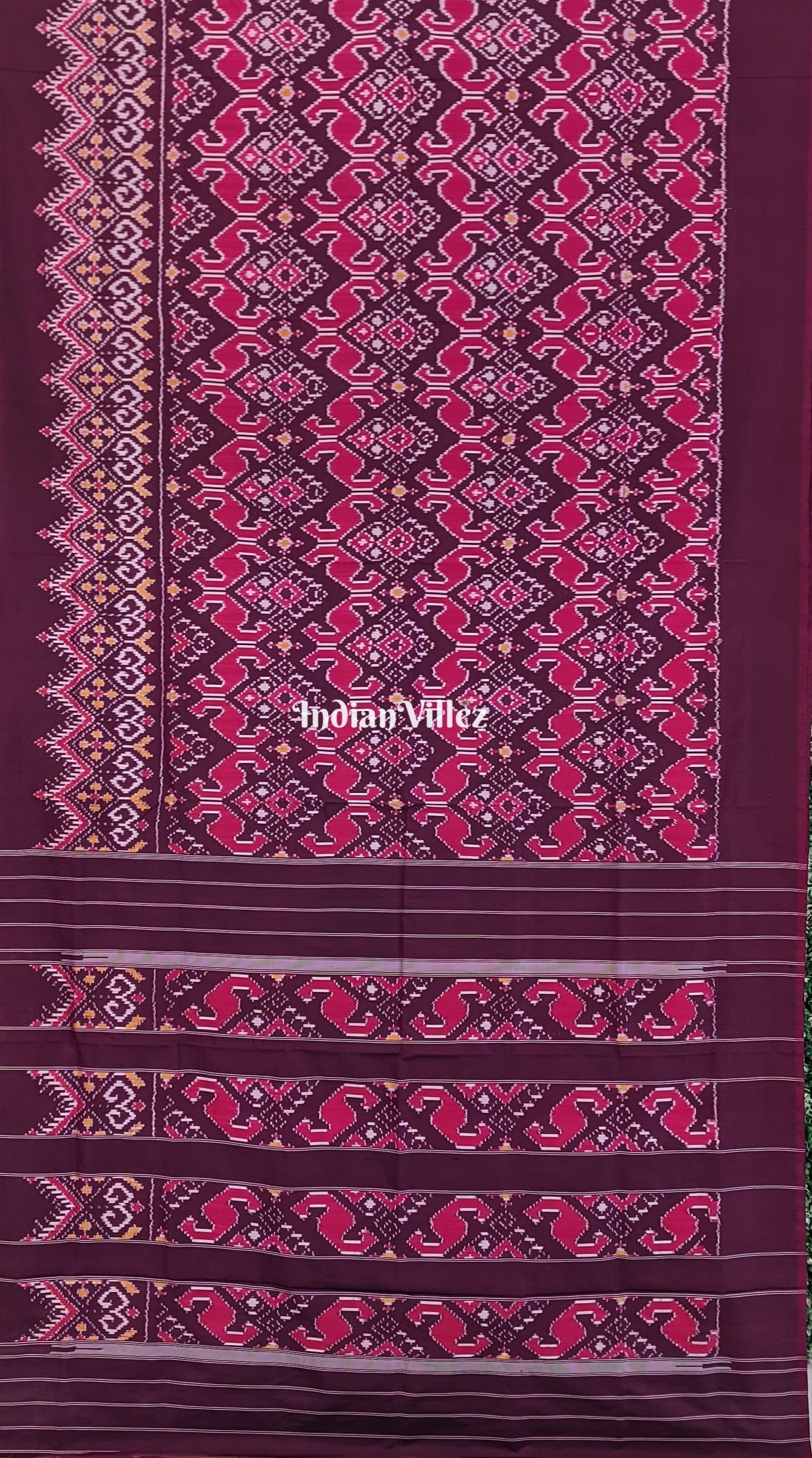 Wine Pink Pochampally Ikkat Silk Handloom Saree