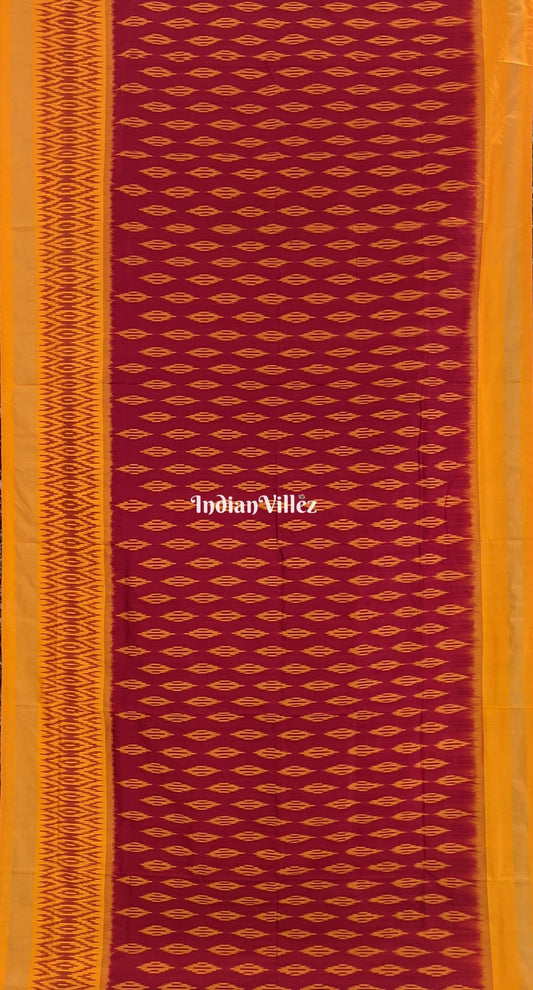 Maroon Yellow Pochampally Silk Handloom Saree