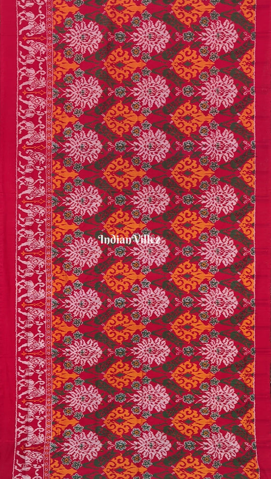 Multicolored Floral Design Silk Handloom Pochampally Ikat Saree