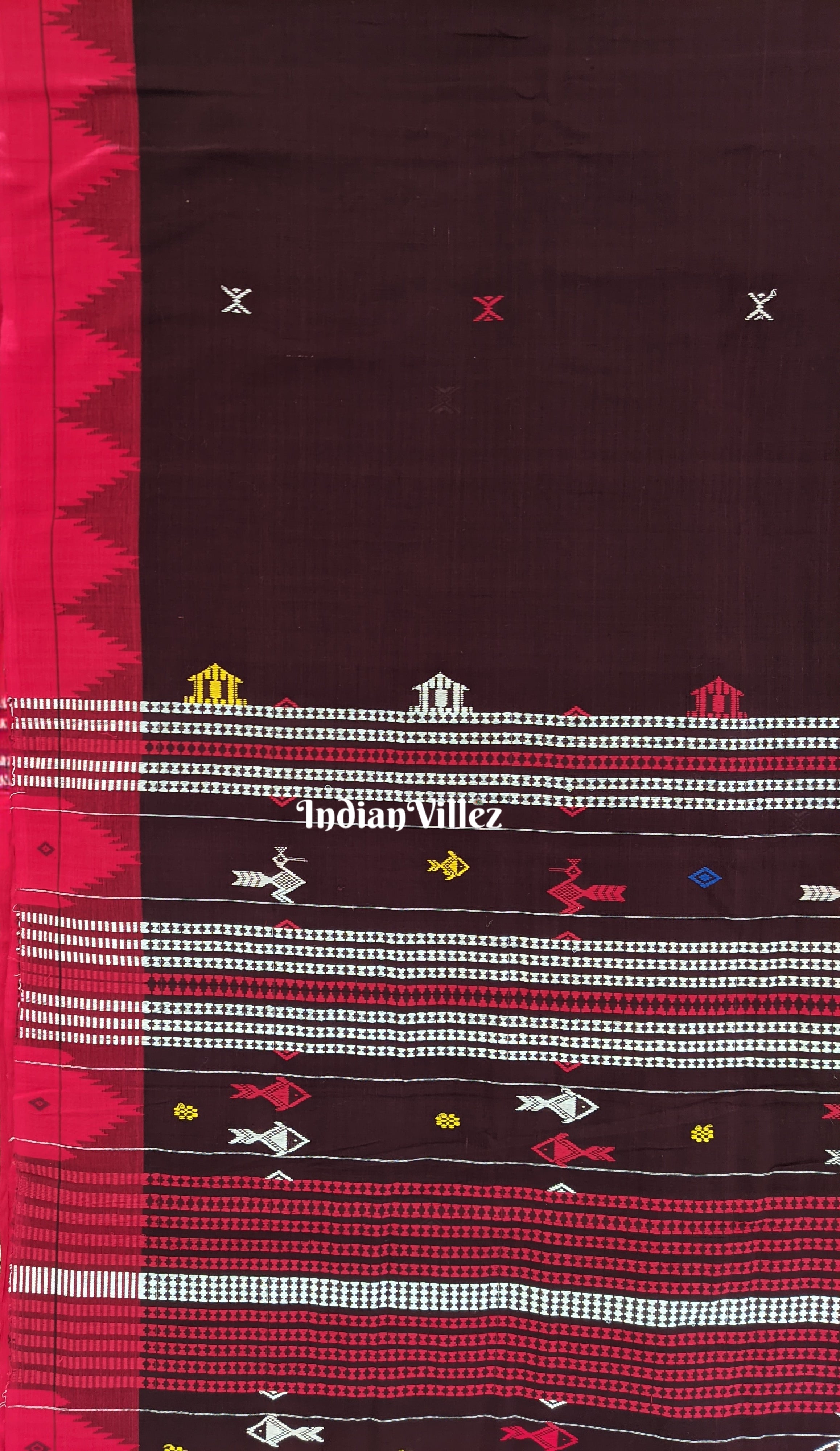 Chocolate Maroon Natural Dye Kotpad Cotton Saree