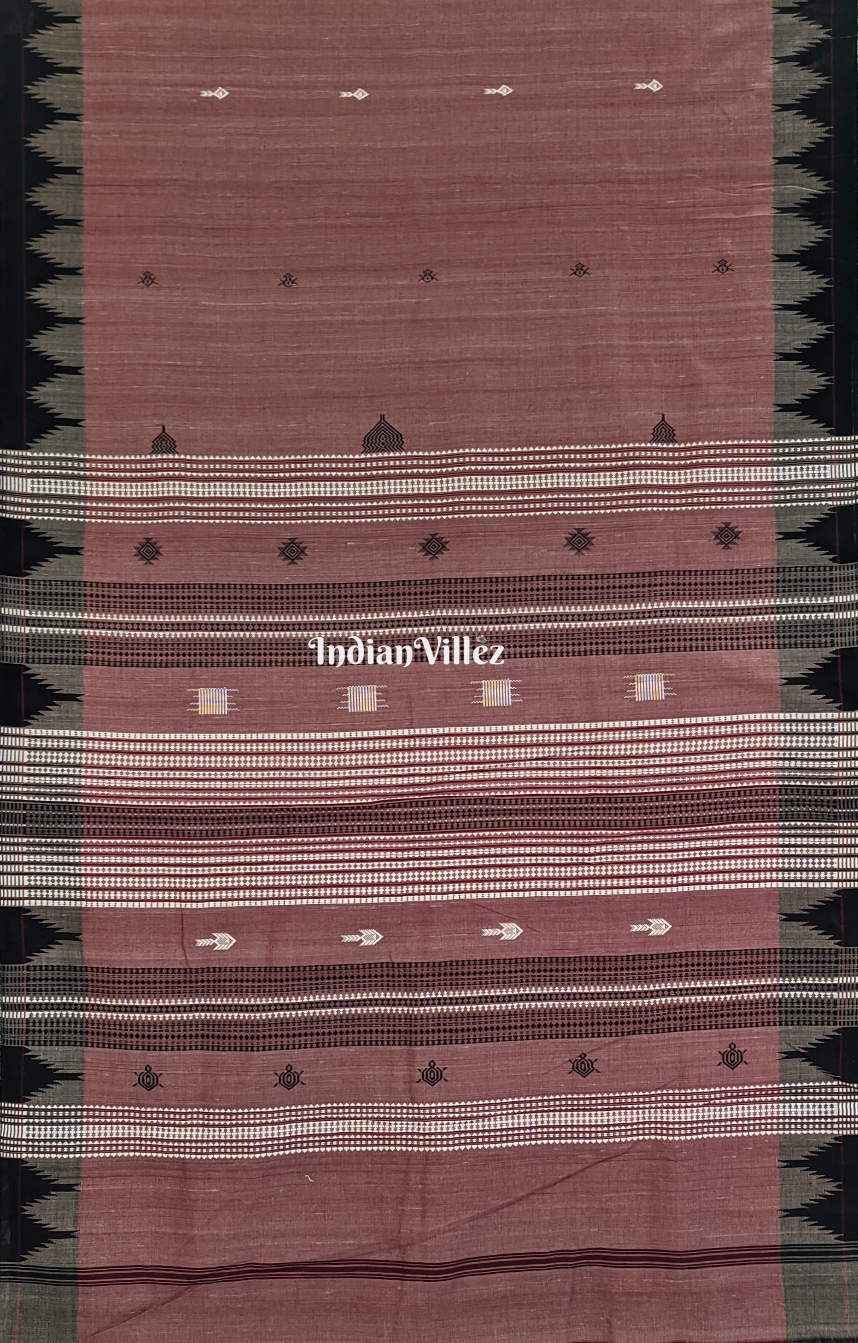 Maroon Handwoven Natural Dye Tussar Kotpad Saree