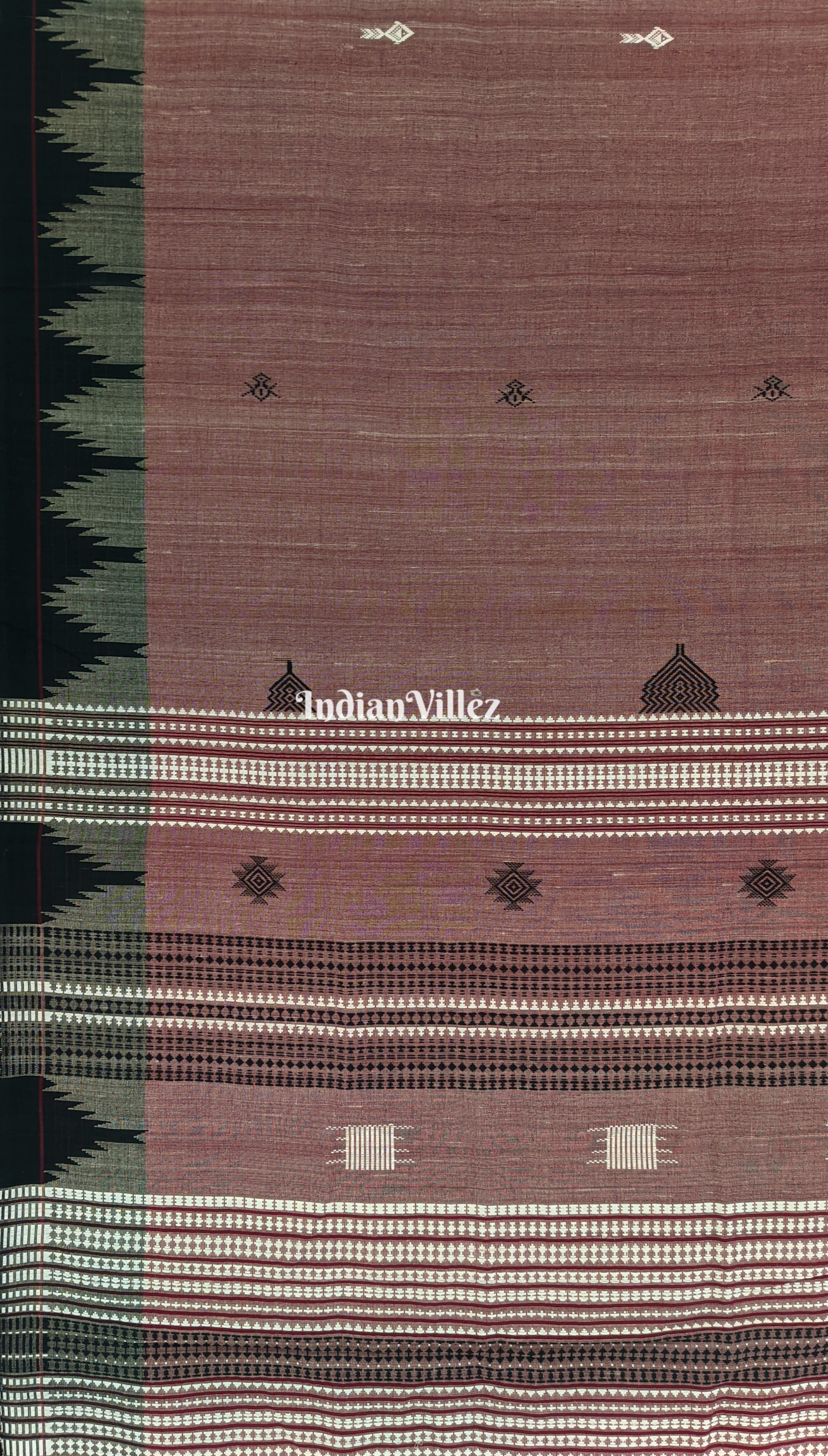 Maroon Handwoven Natural Dye Tussar Kotpad Saree