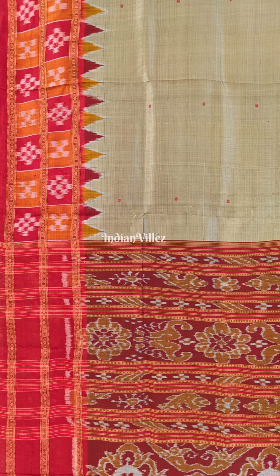 Asparagus Green Border Pasapali Khandua Silk Saree