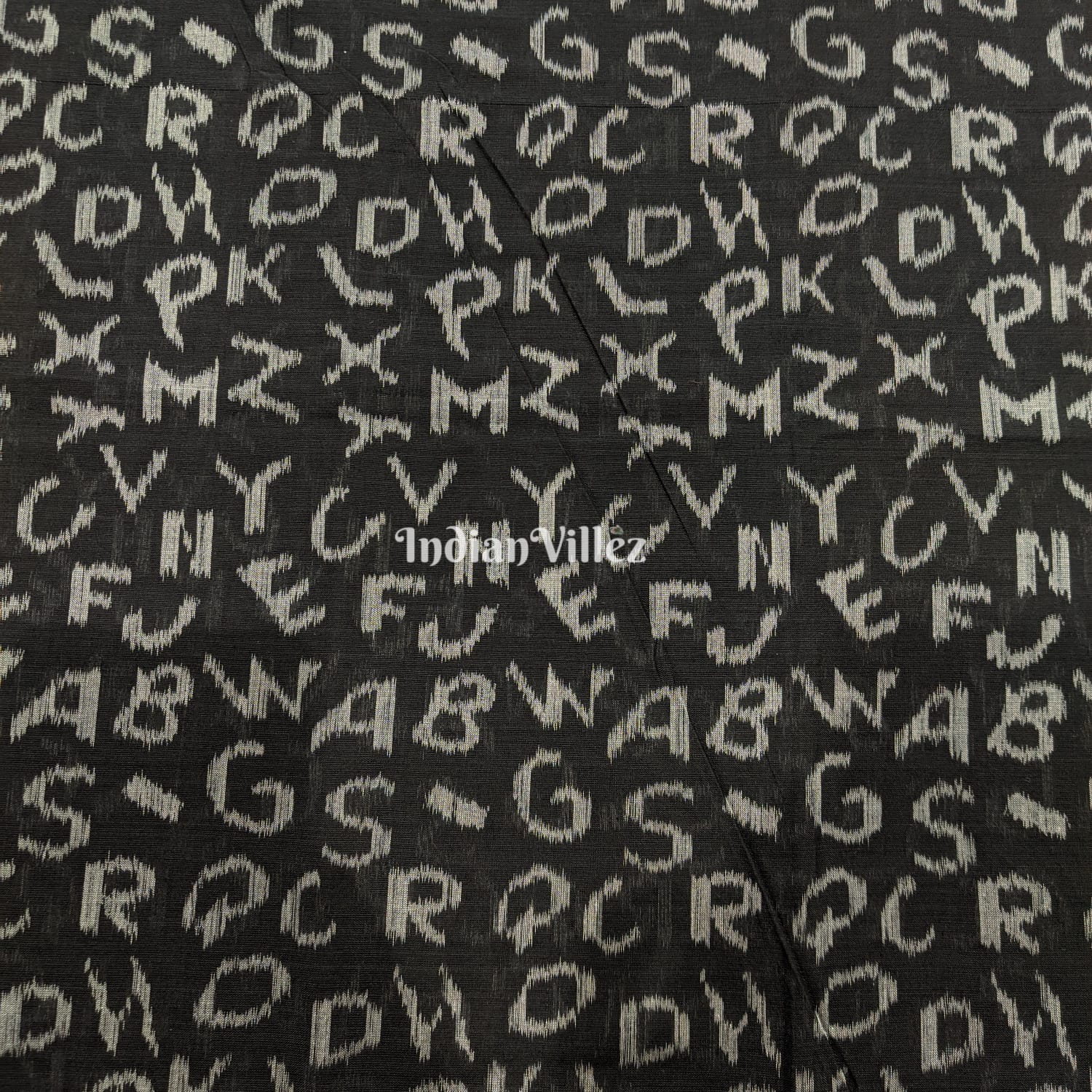 English Alphabet Sambalpuri Ikat Cotton Fabric