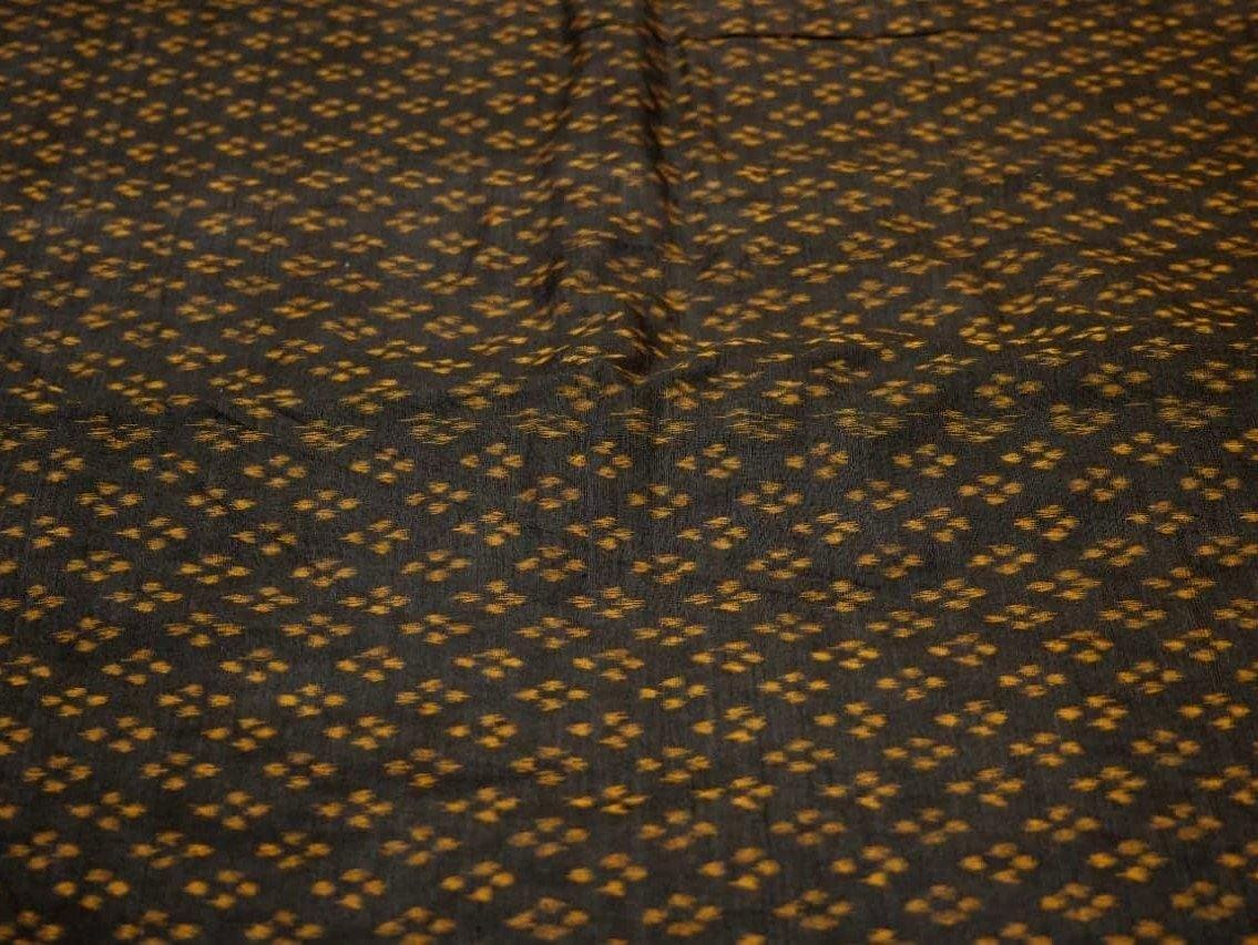 Black and Yellow Motif Cotton Ikat Handloom Fabric - IndianVillèz