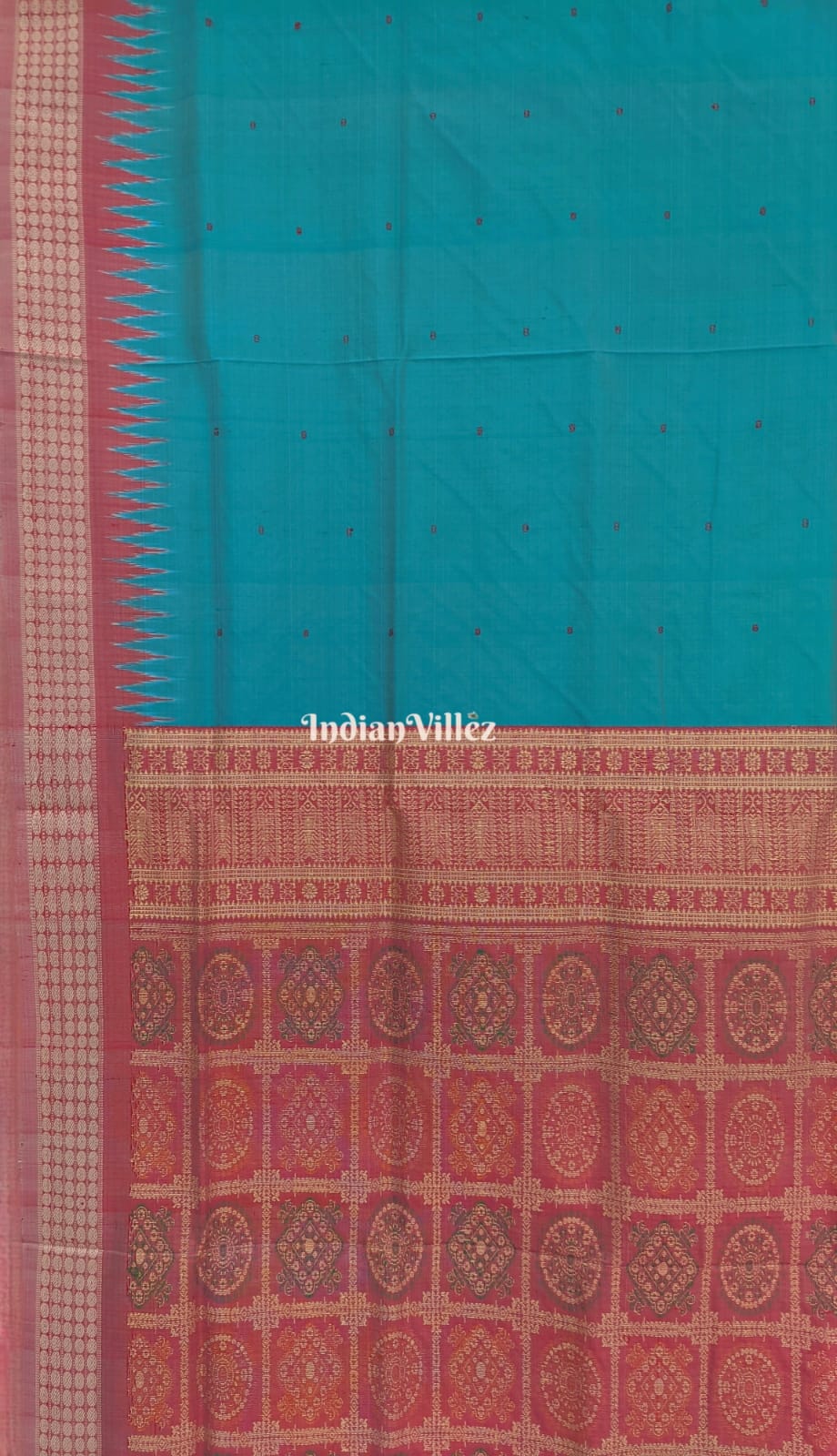 Sky Blue Bomkai Sambalpuri Silk Saree