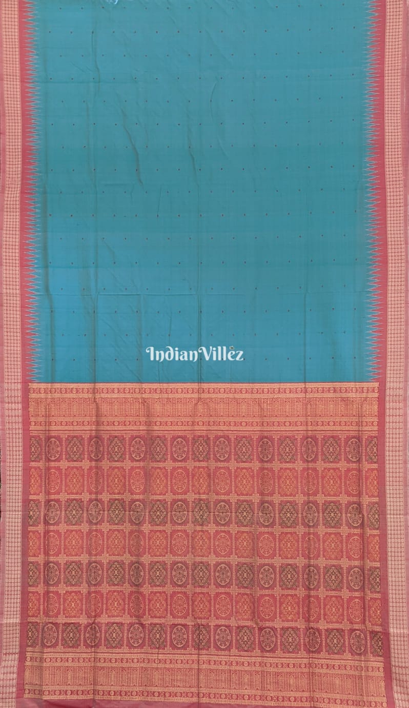 Sky Blue Bomkai Sambalpuri Silk Saree