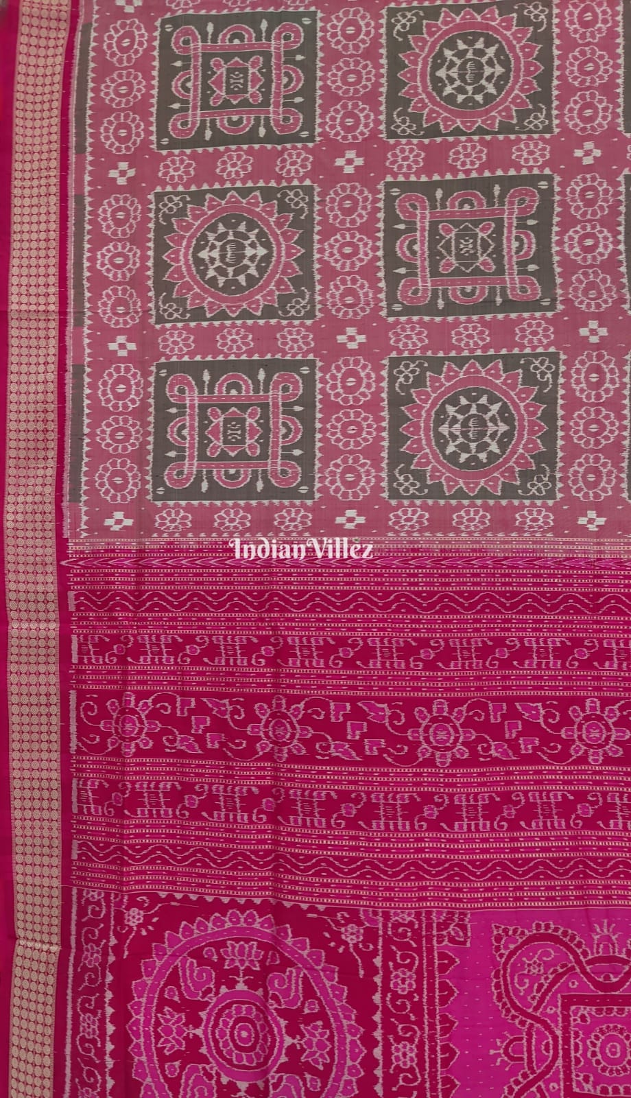 Rani Pink Odisha Ikat Sambalpuri Silk Saree