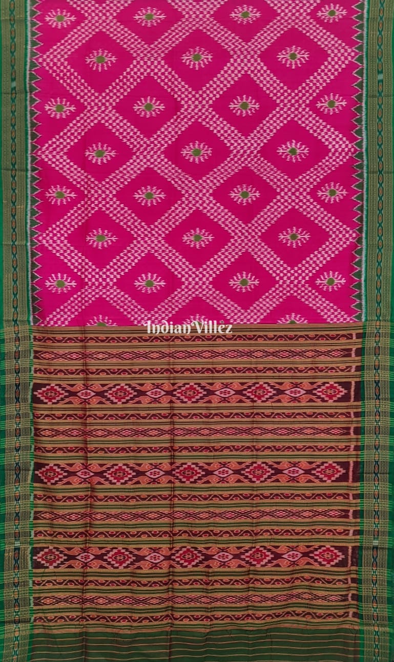 Rani Pink Tarabali Odisha Ikat Khandua Silk Saree